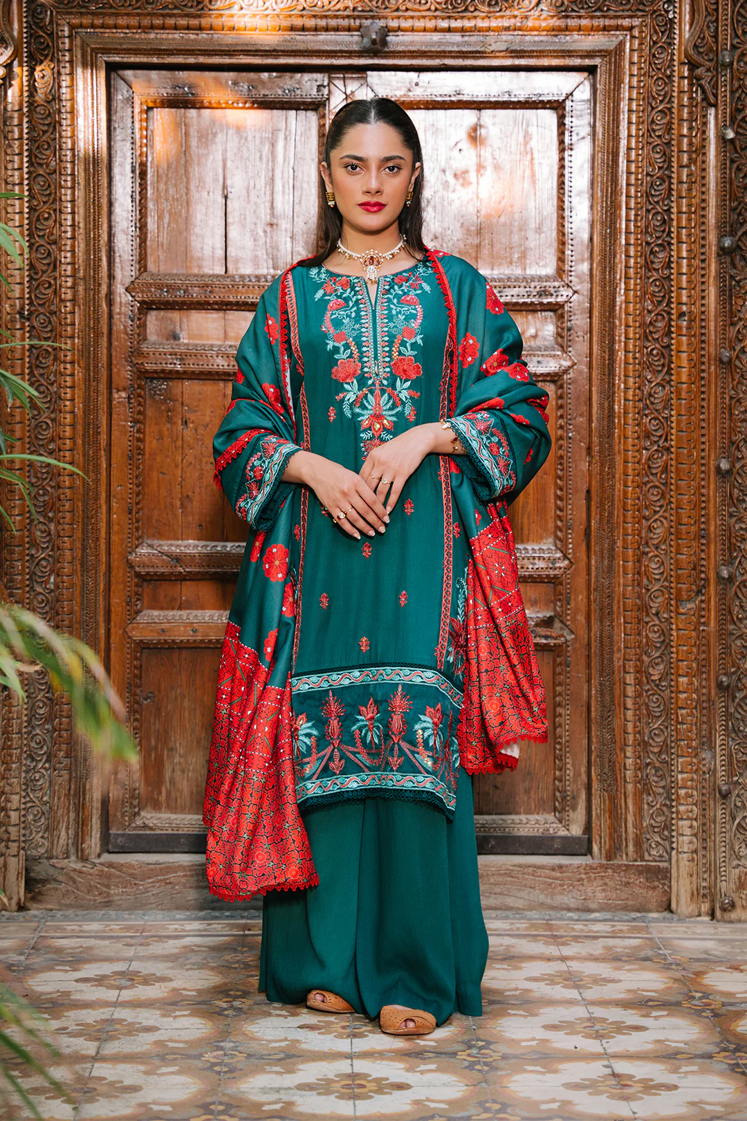 Embroidered Shirt Shalwar Dupatta - 0243 - Image 2