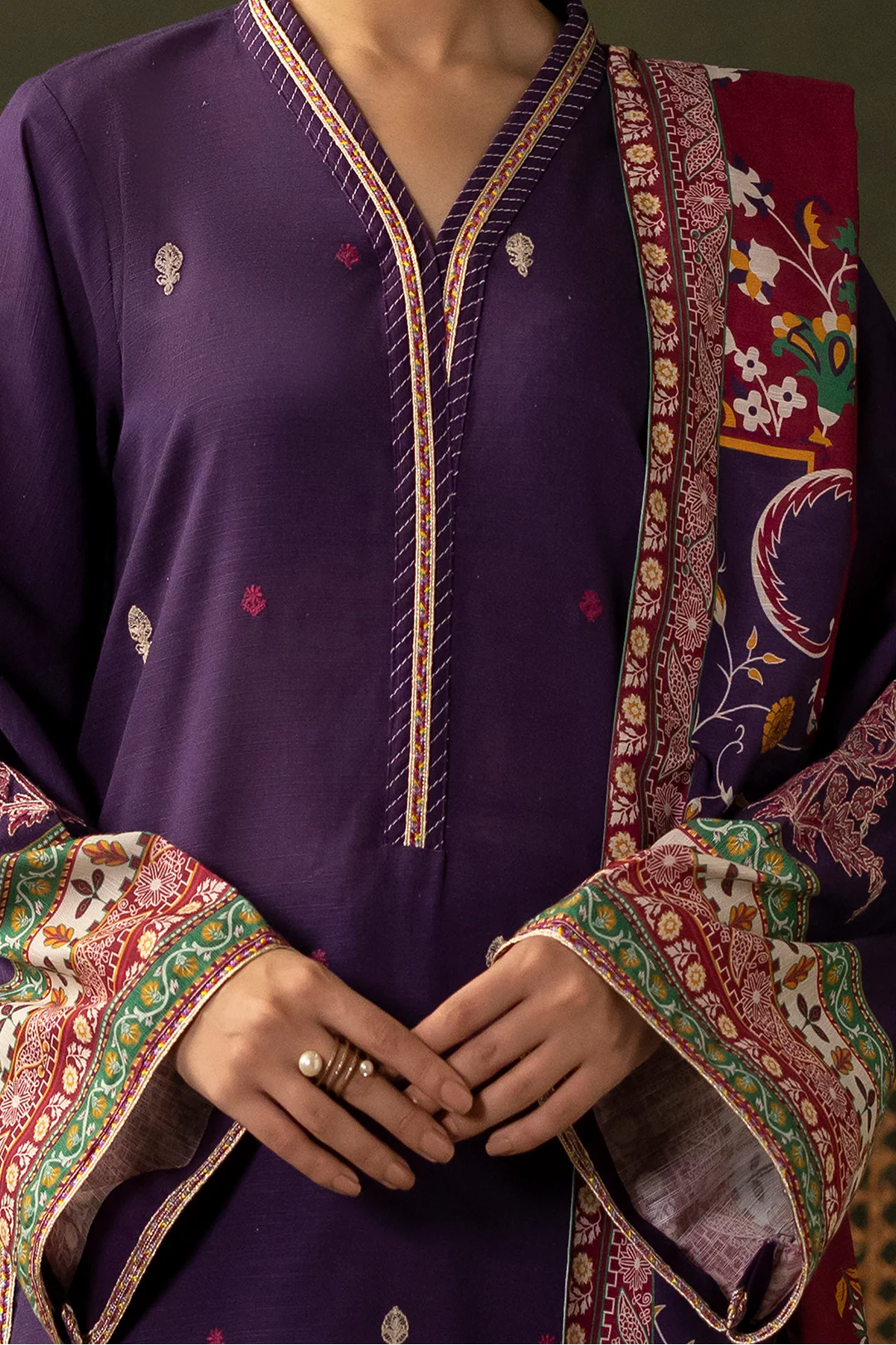 Embroidered Shirt Shalwar Dupatta - 0311 - Image 4