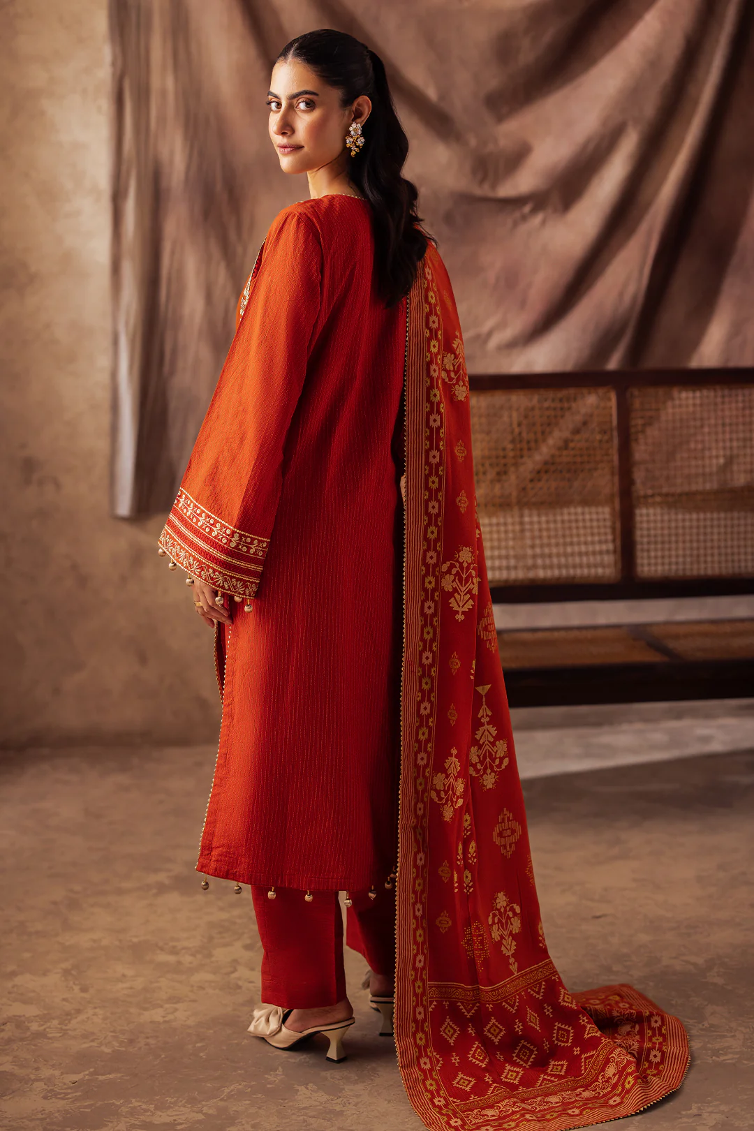 Embroidered Shirt Shalwar Dupatta - 0315 - Image 5