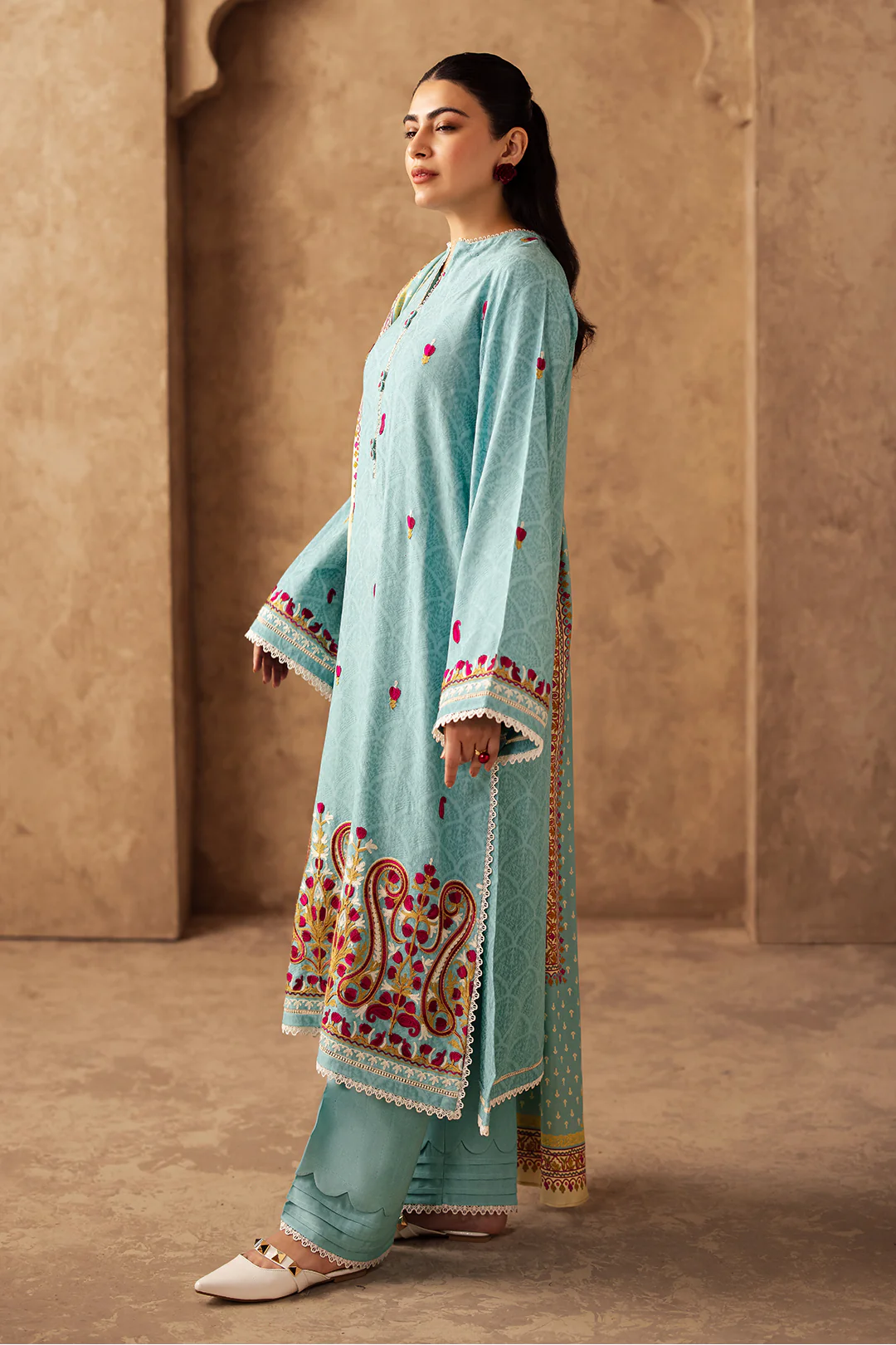 Embroidered Shirt Shalwar Dupatta - 0318 - Image 3