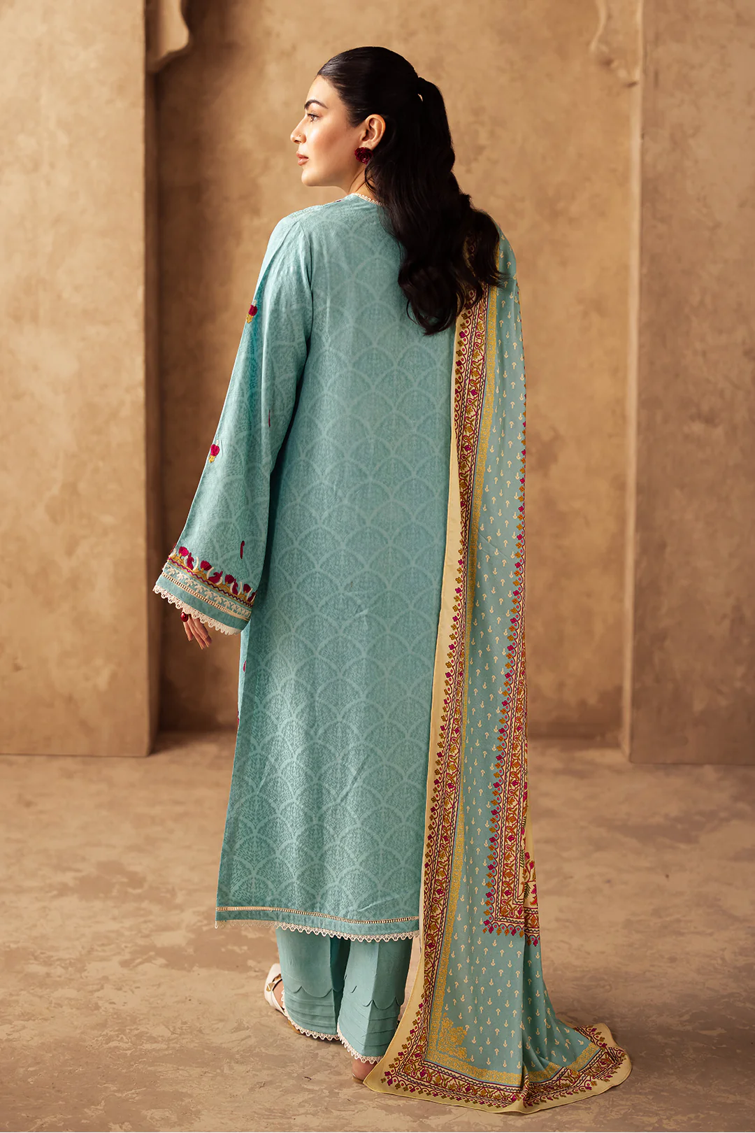 Embroidered Shirt Shalwar Dupatta - 0318 - Image 4
