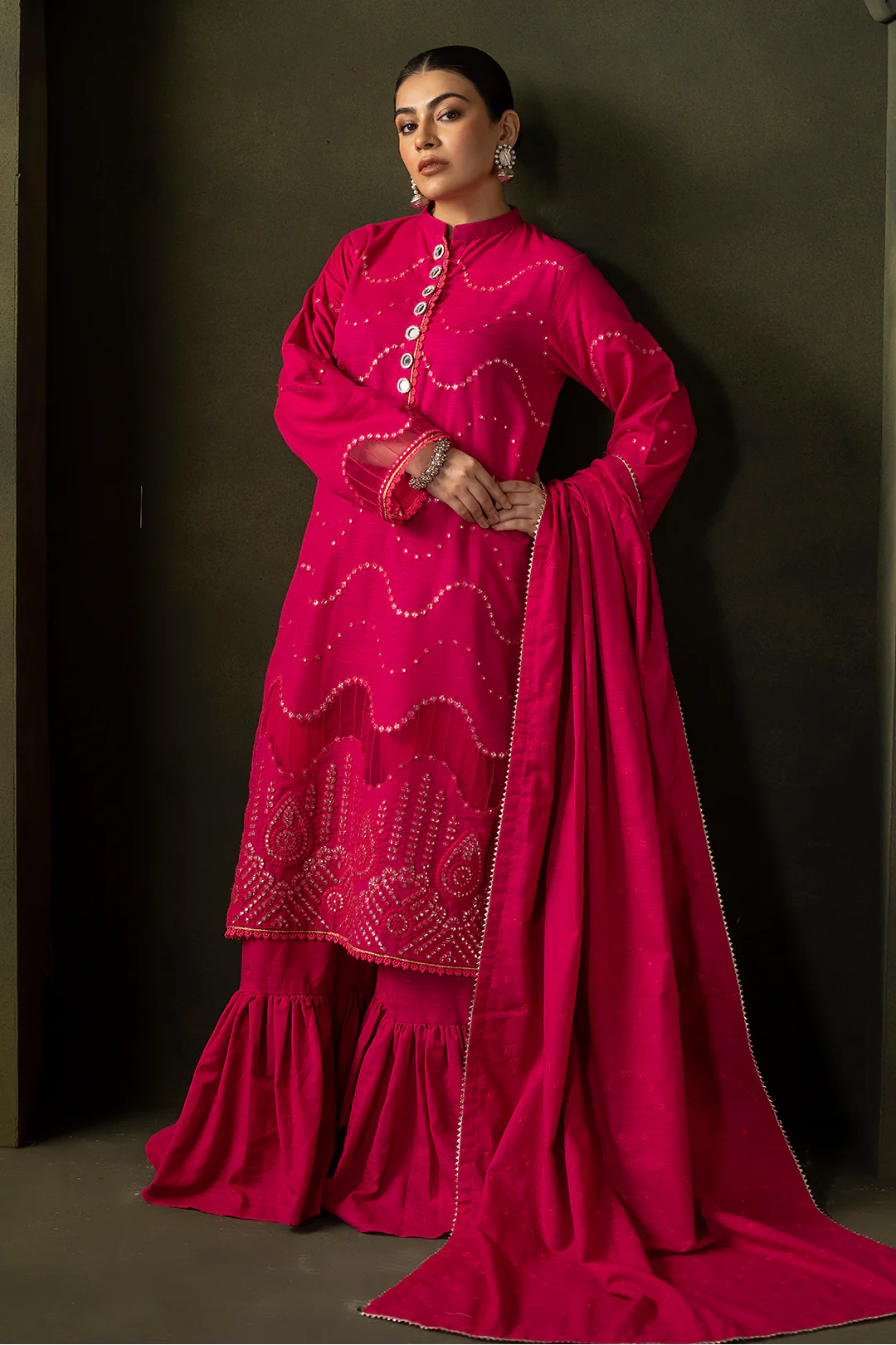 Embroidered Shirt Shalwar Dupatta - 0320 - Image 3
