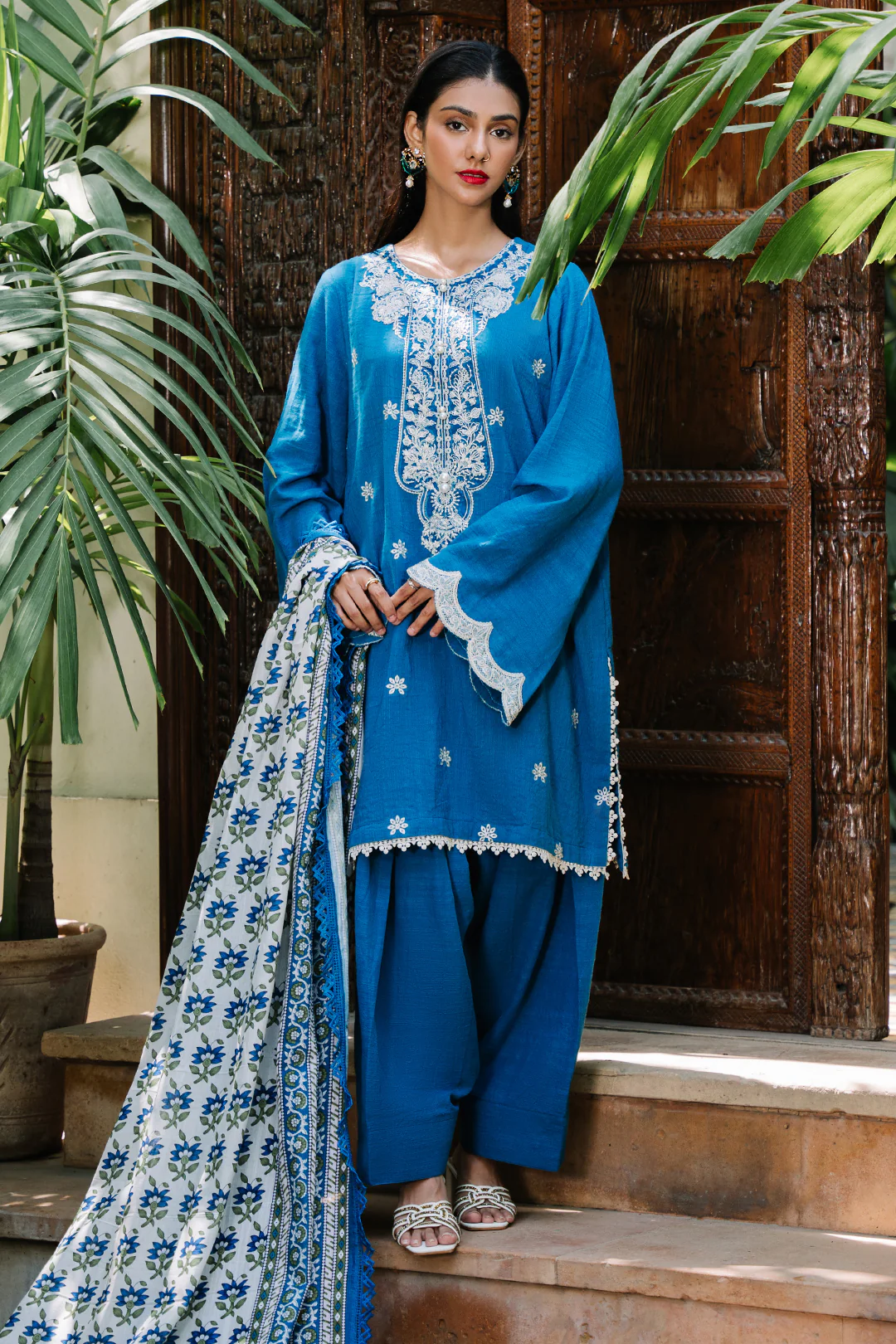 Embroidered Shirt Shalwar Dupatta - 0323 - Image 2