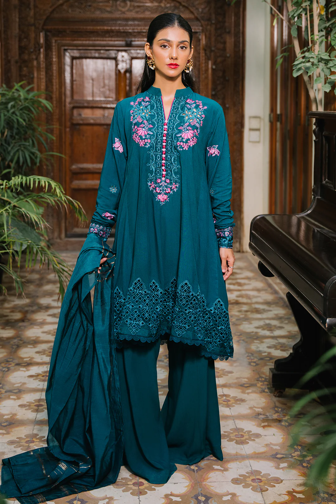 Embroidered Shirt Shalwar Dupatta - 0329 - Image 2