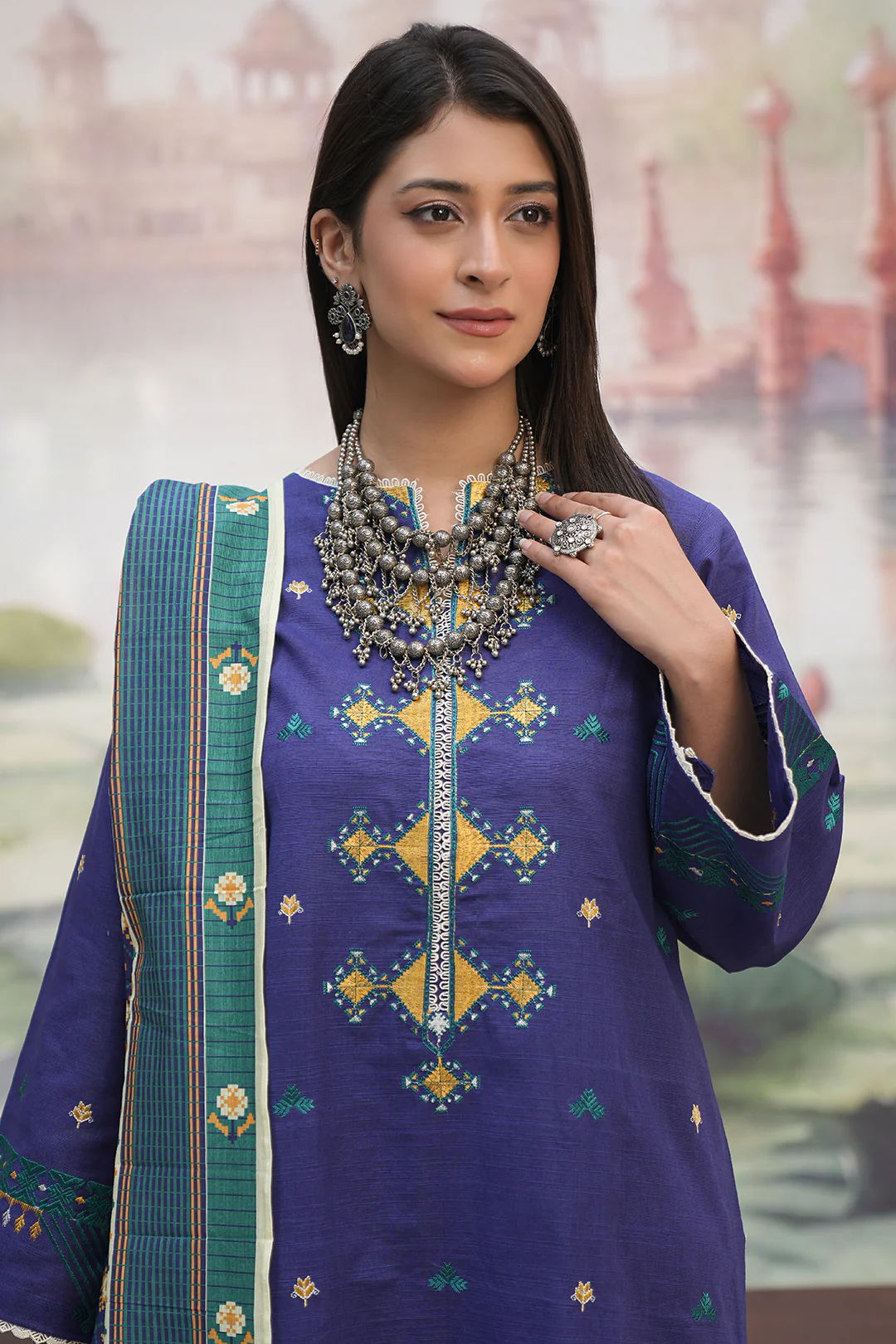 Embroidered Shirt Shalwar Dupatta - 0406 - Image 2