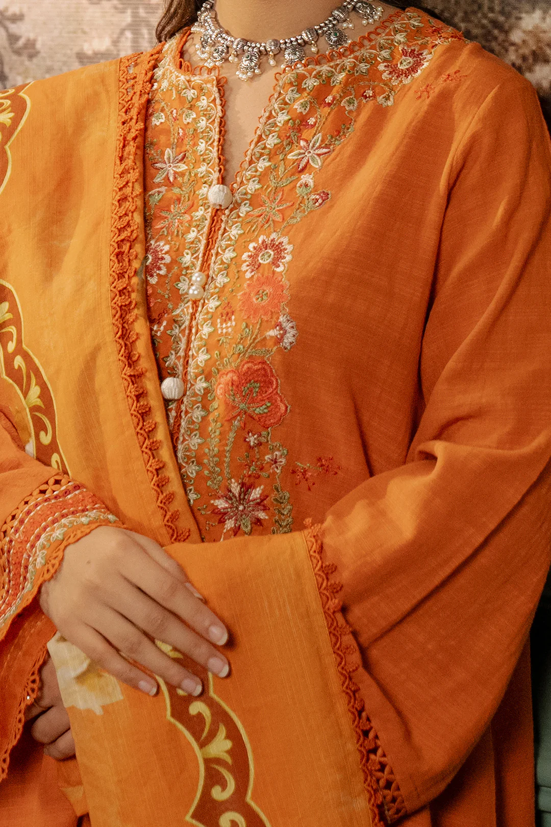 Embroidered Shirt Shalwar Dupatta - 0413 - Image 4