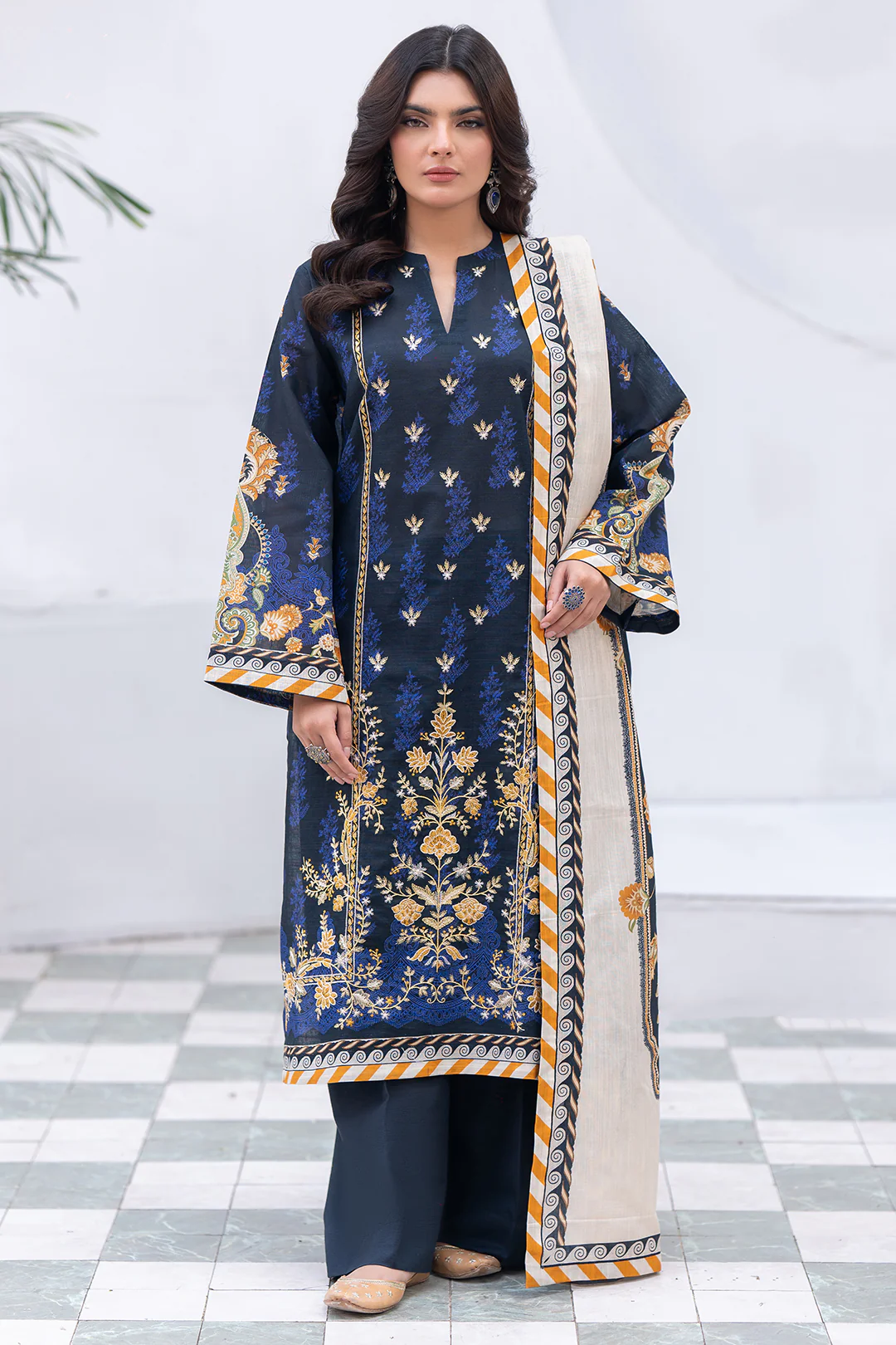 Embroidered Shirt Shalwar Dupatta - 0475