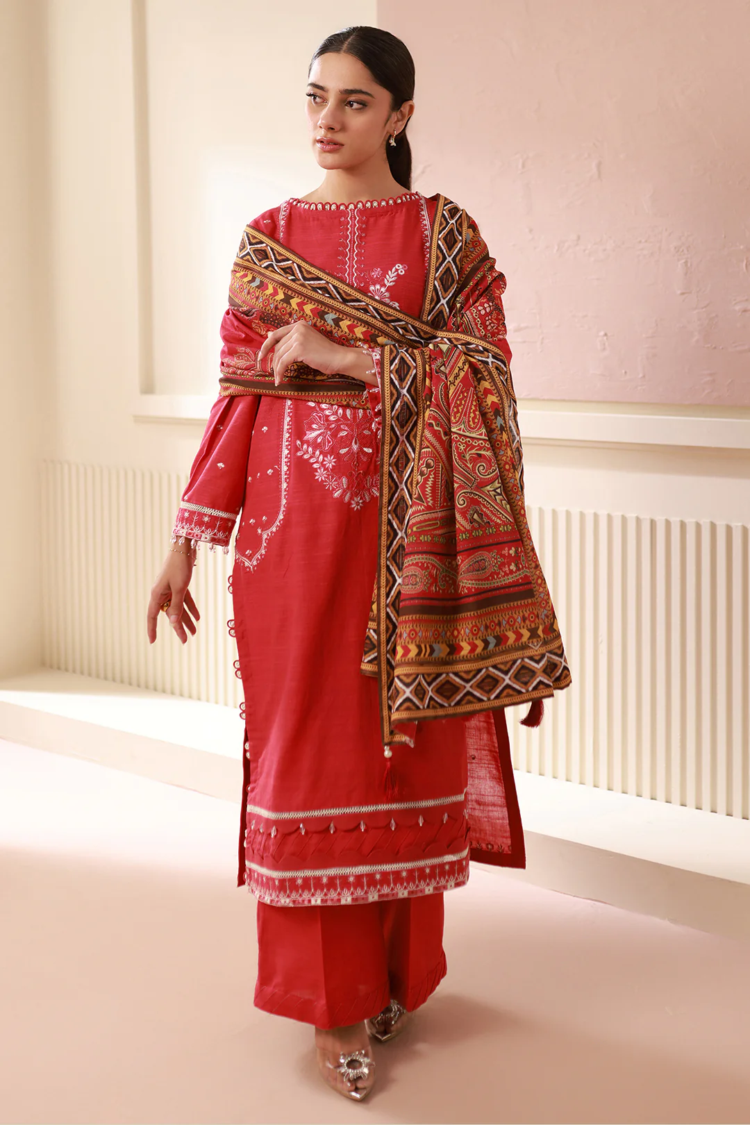 Embroidered Shirt Shalwar Dupatta - 0486 - Image 10