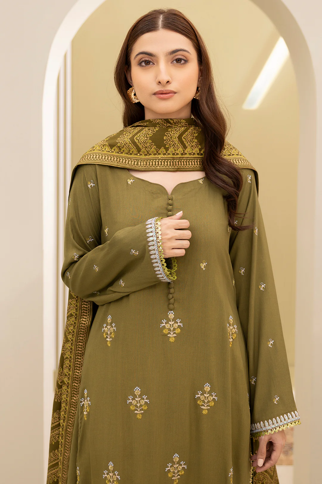 Embroidered Shirt Shalwar Dupatta - 0491 - Image 3