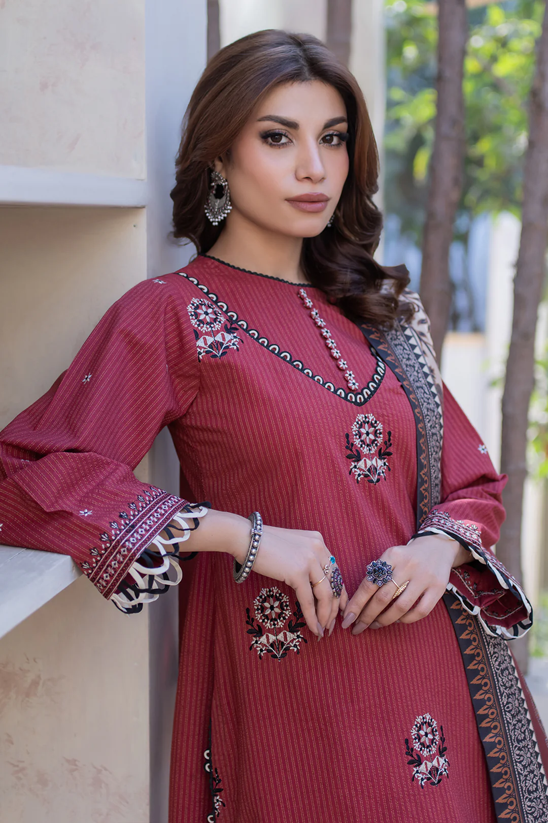 Embroidered Shirt Shalwar Dupatta - 0594 - Image 3