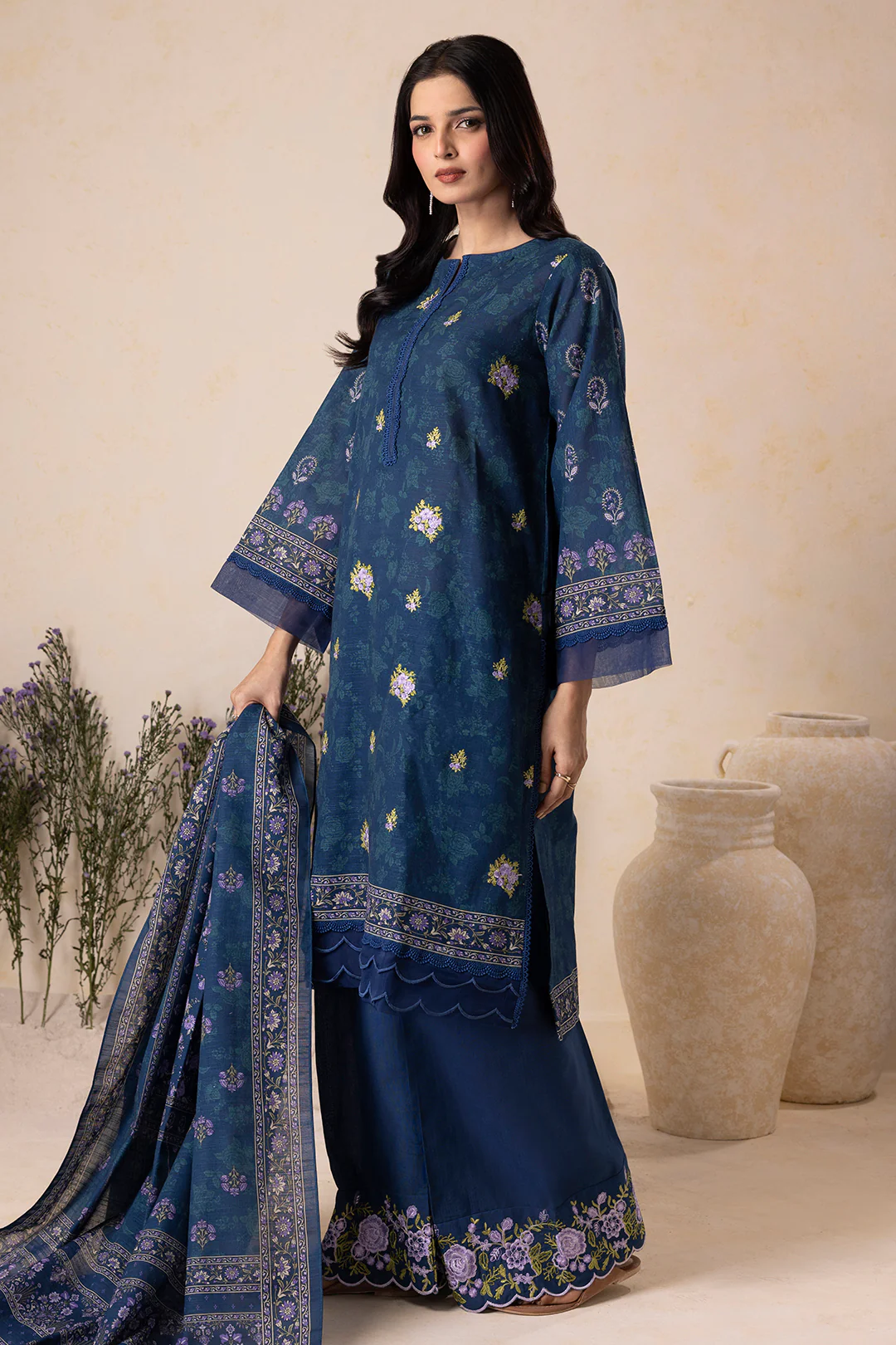 Embroidered Shirt Shalwar Dupatta - 0157 - Image 5