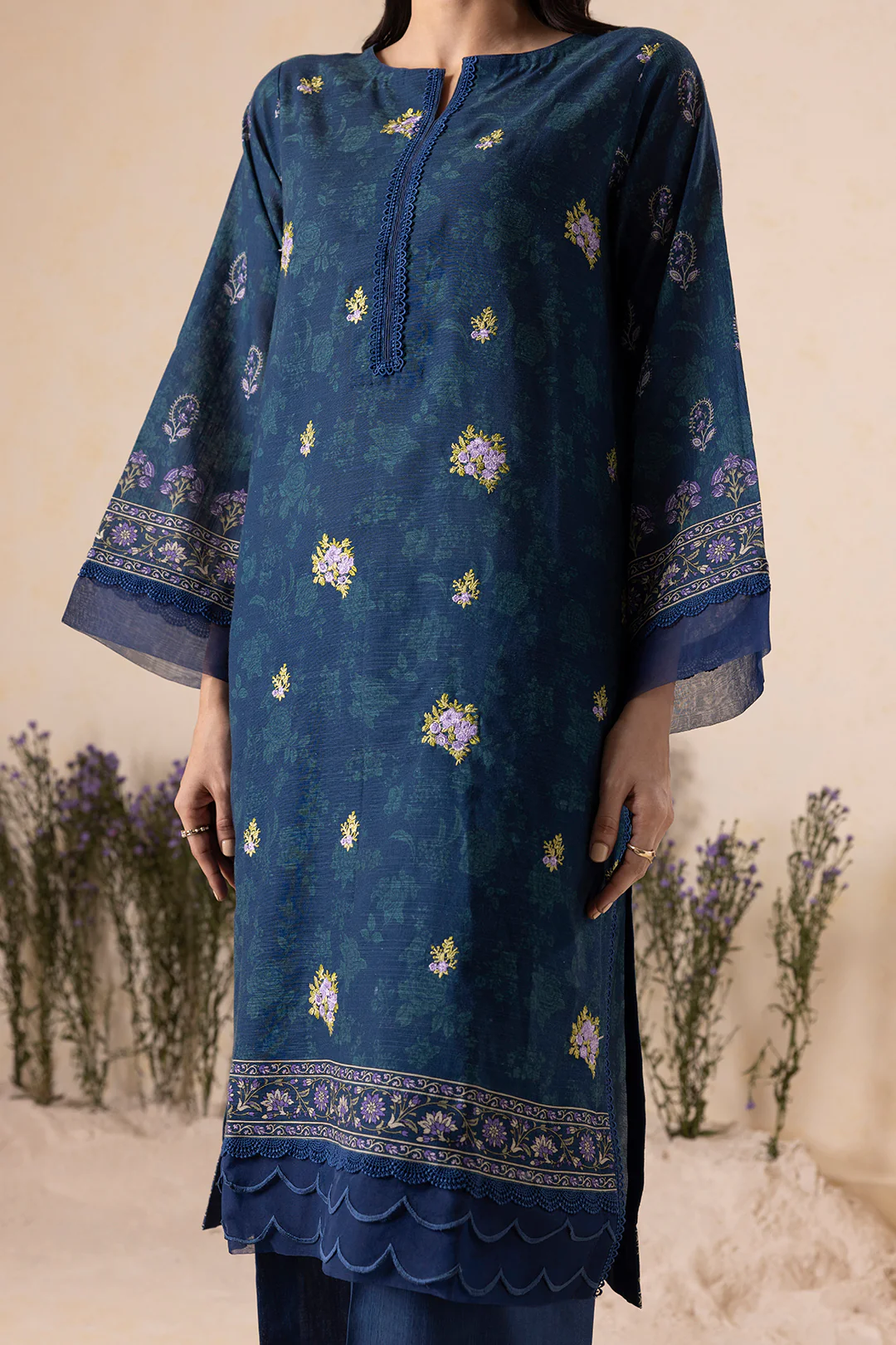 Embroidered Shirt Shalwar Dupatta - 0157 - Image 8