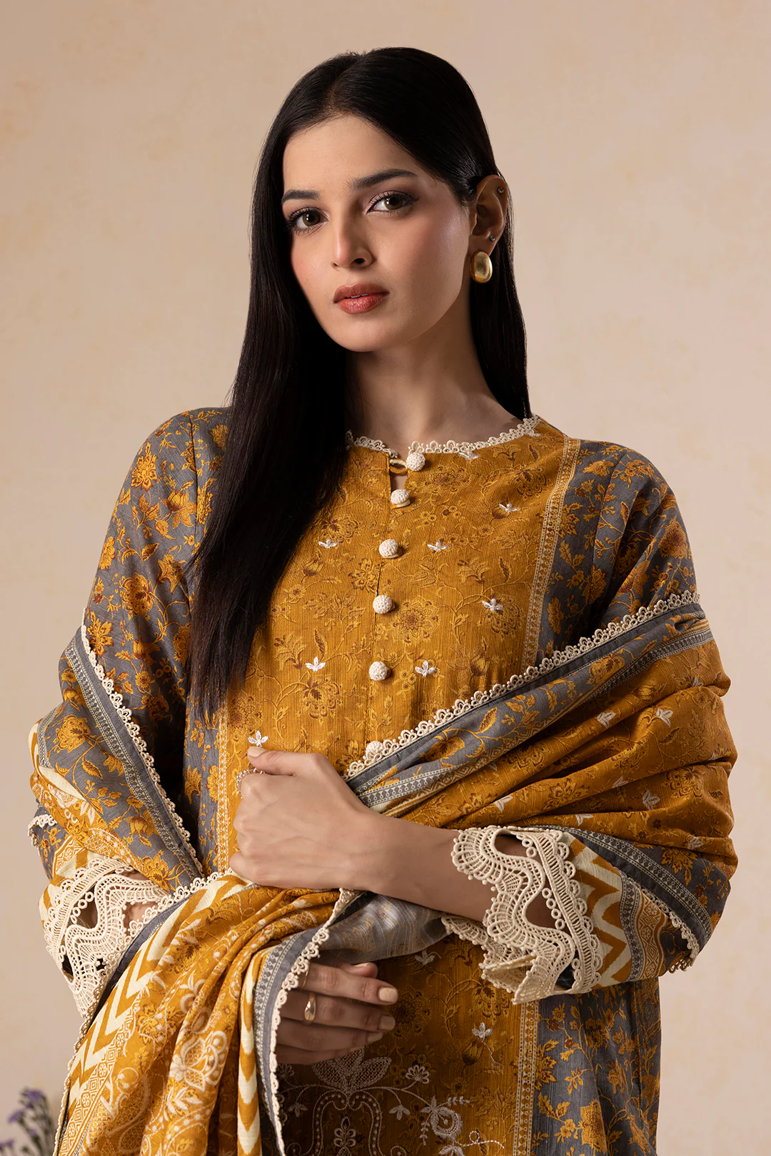 Embroidered Shirt Shalwar Dupatta - 0158 - Image 3