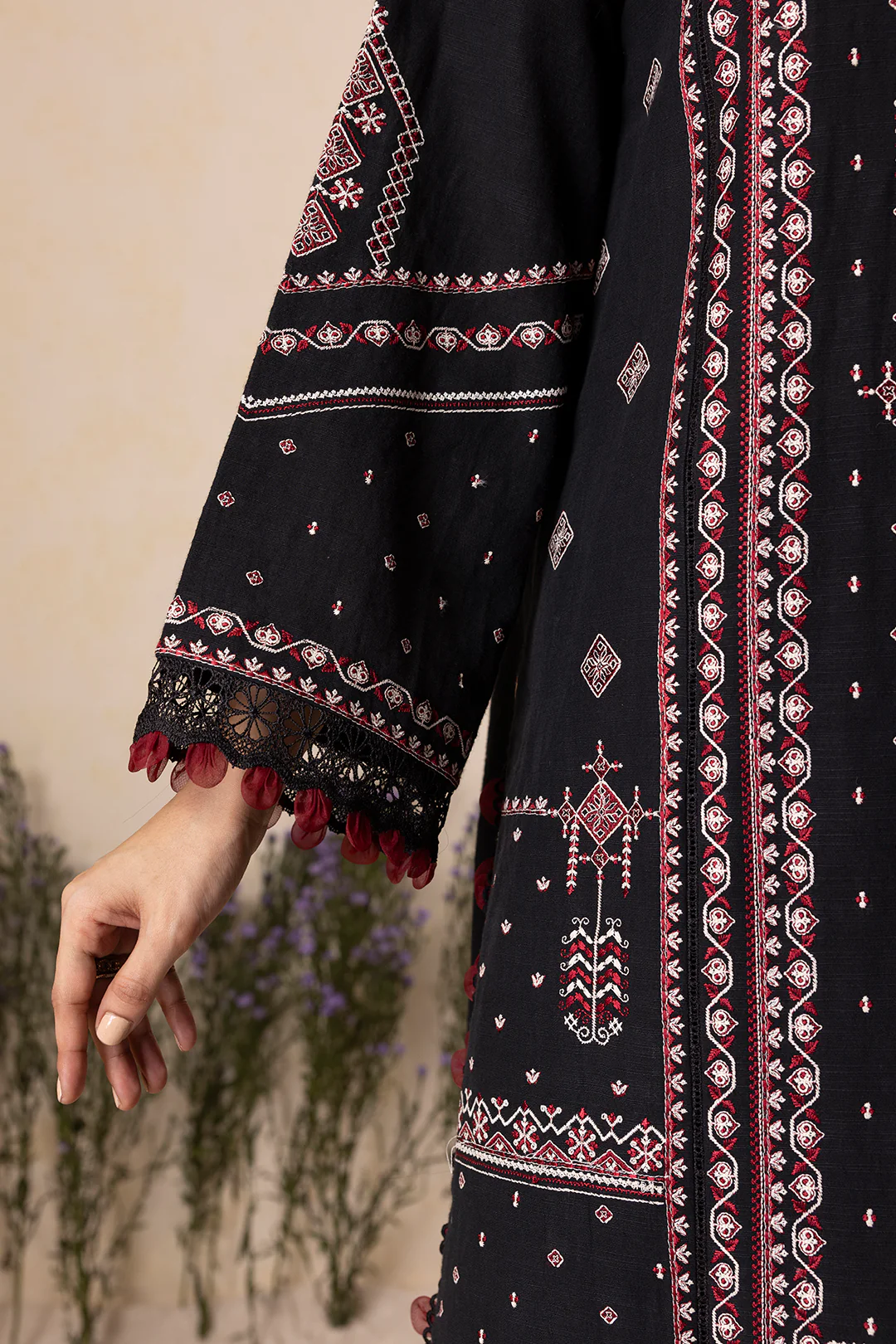 Embroidered Shirt Shalwar Dupatta - 0166 - Image 7