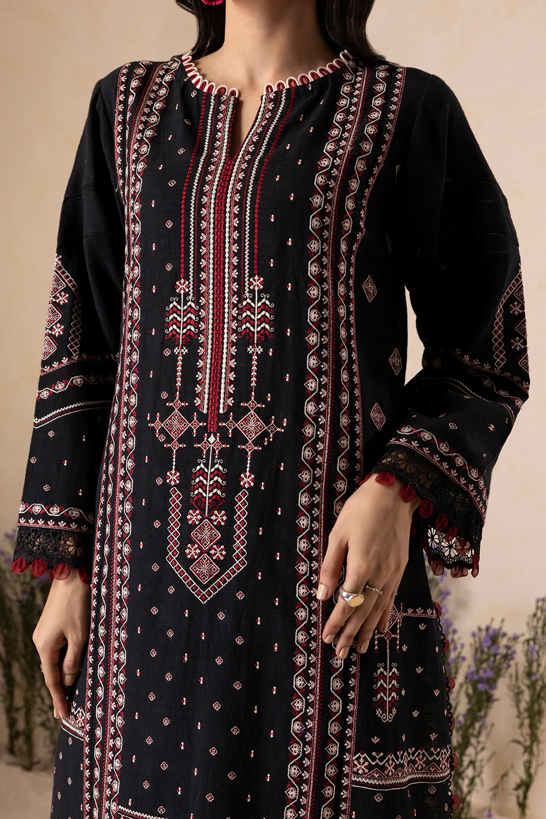 Embroidered Shirt Shalwar Dupatta - 0166 - Image 9