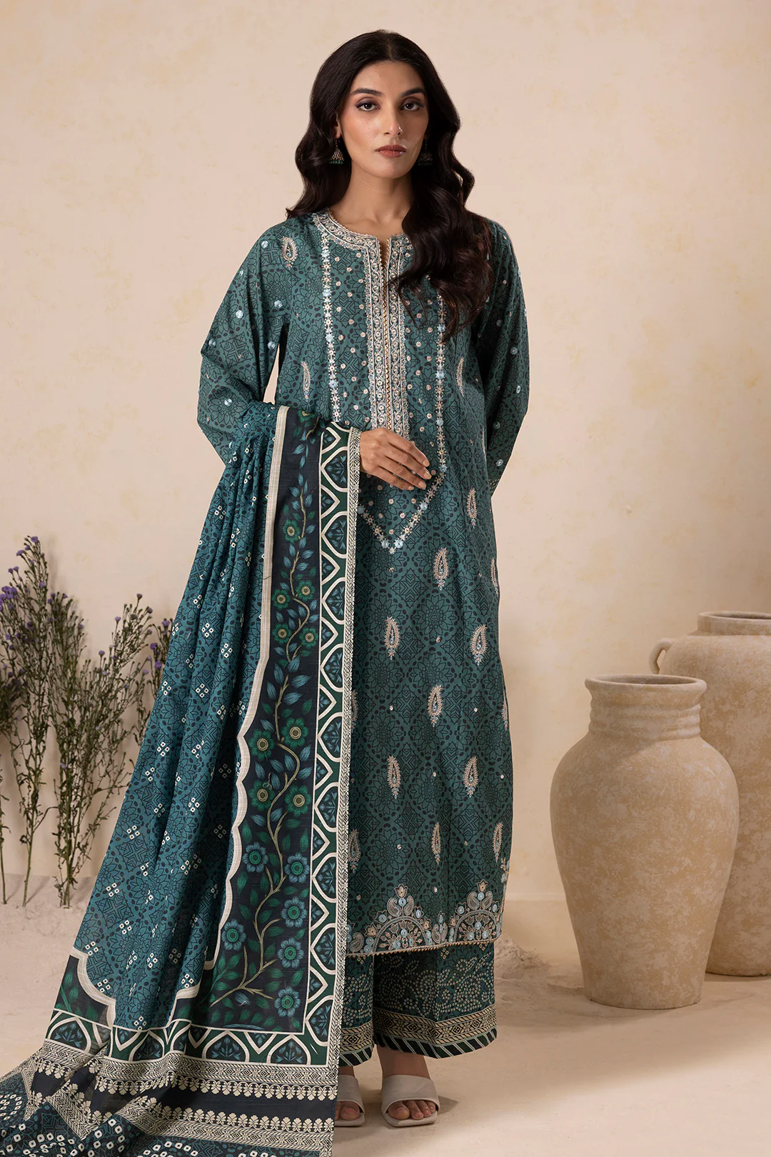 Embroidered Shirt Shalwar Dupatta - 0167 - Image 2
