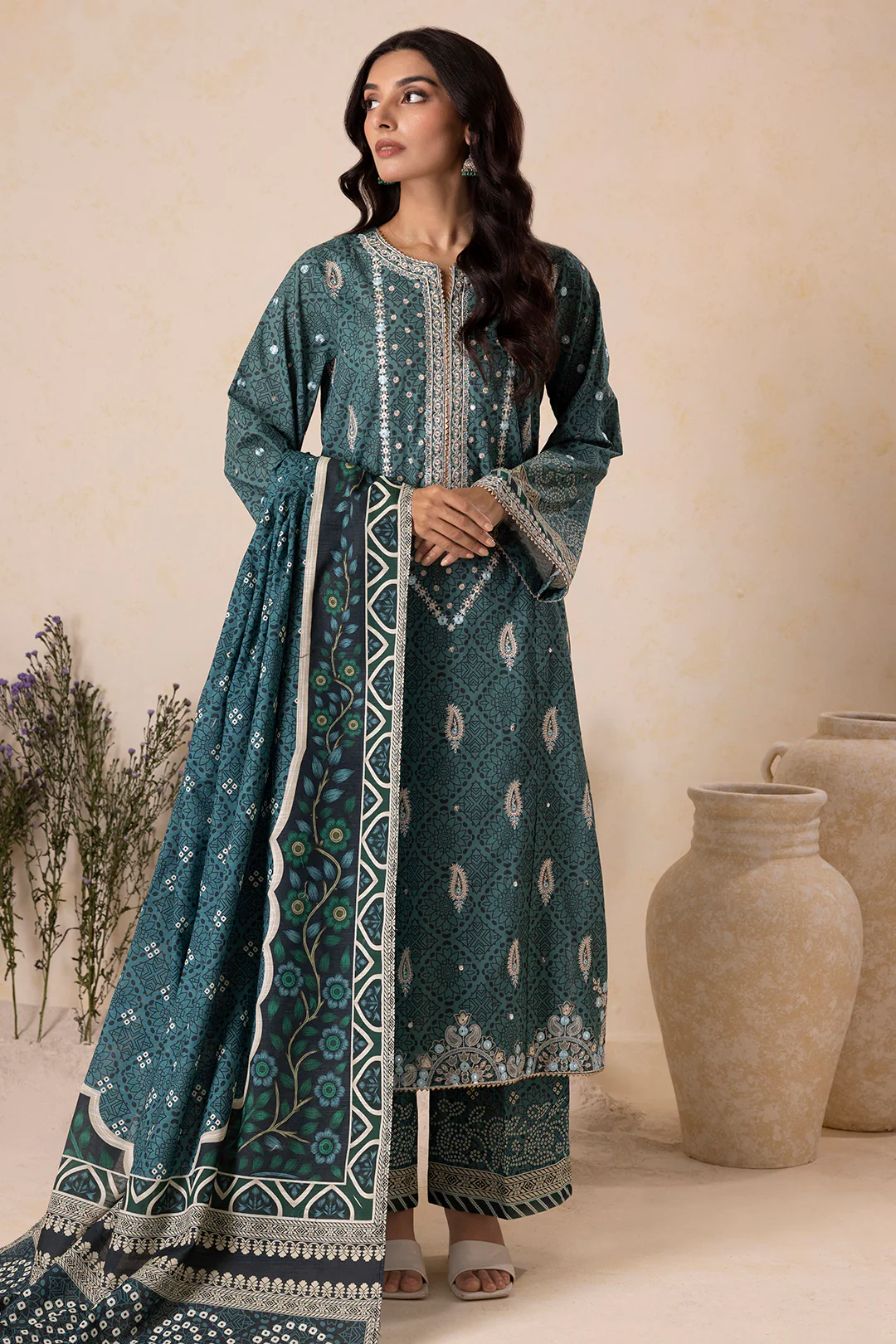 Embroidered Shirt Shalwar Dupatta - 0167 - Image 4