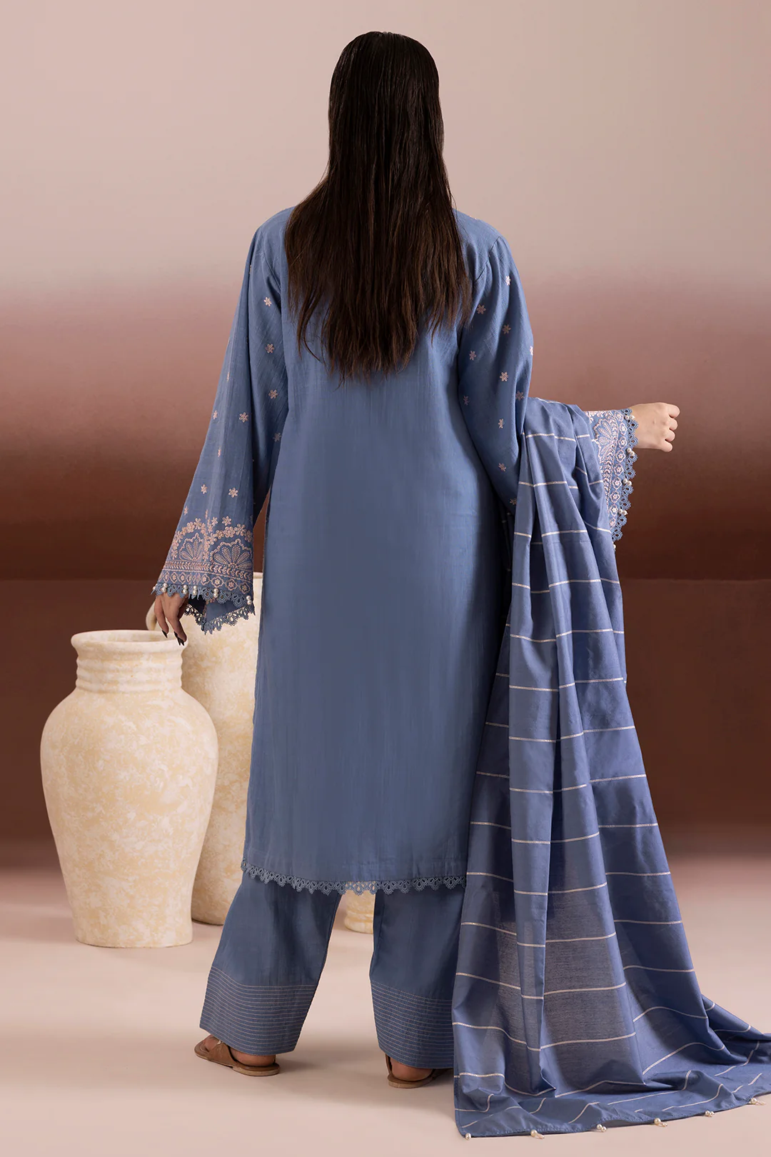Embroidered Shirt Shalwar Dupatta - 0169 - Image 10