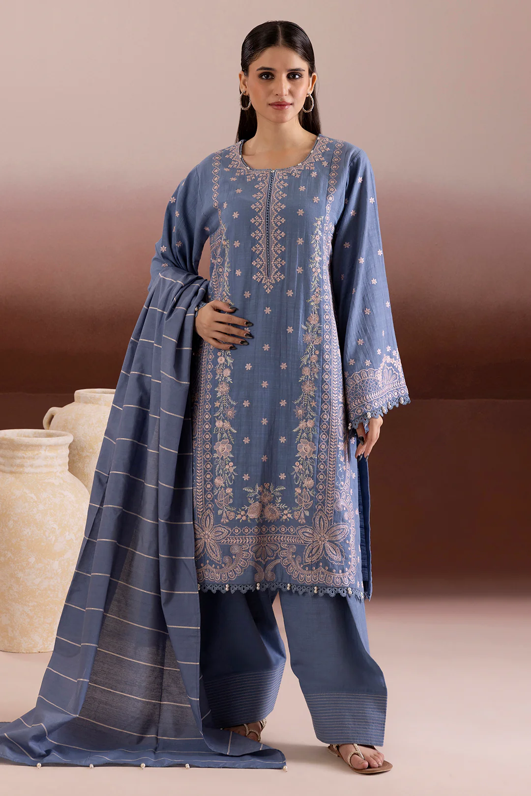Embroidered Shirt Shalwar Dupatta - 0169 - Image 2