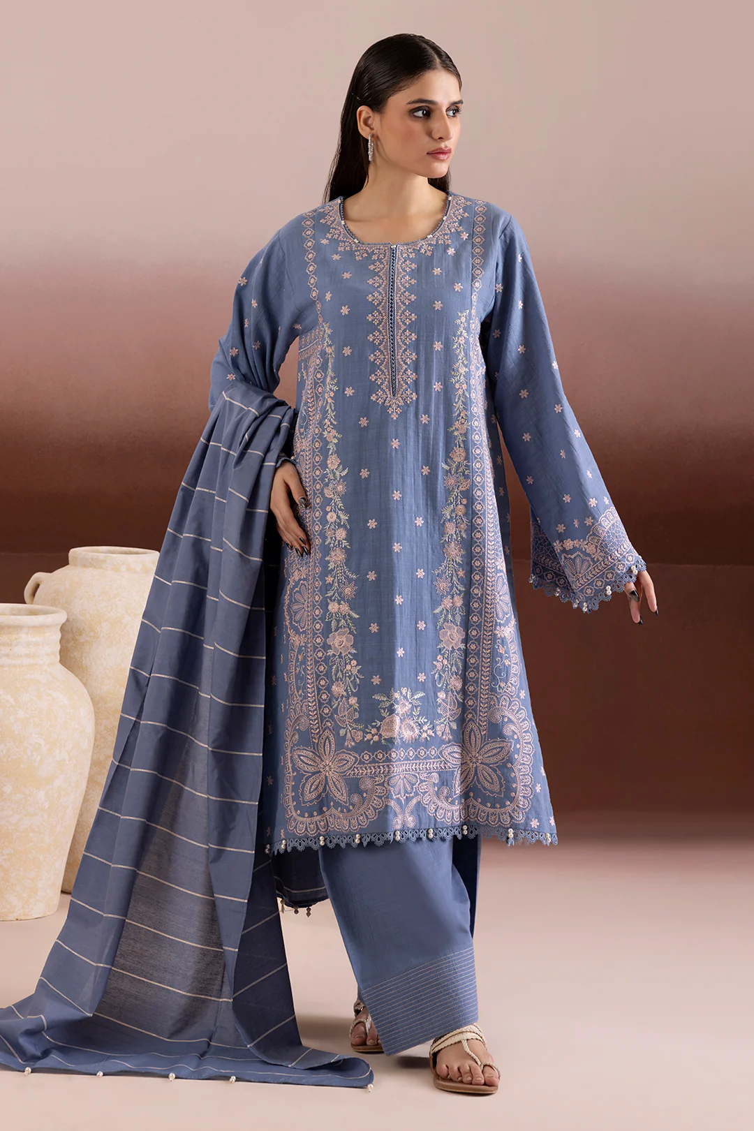 Embroidered Shirt Shalwar Dupatta - 0169 - Image 4