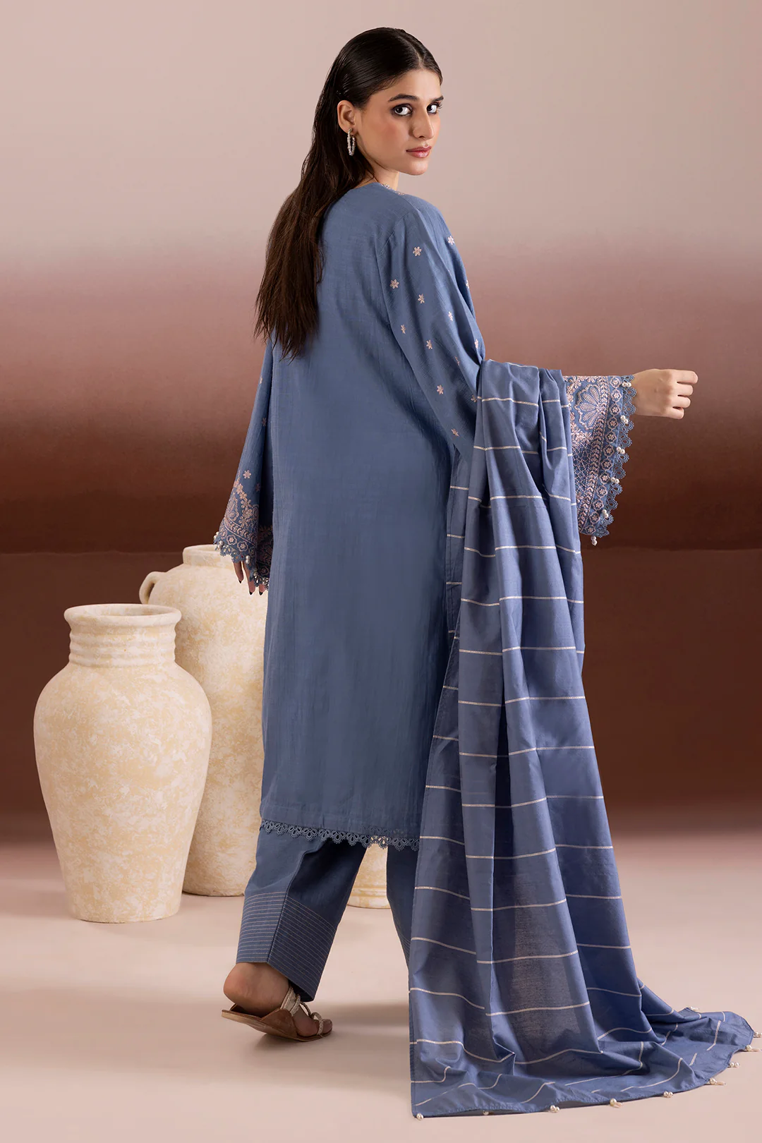 Embroidered Shirt Shalwar Dupatta - 0169 - Image 9