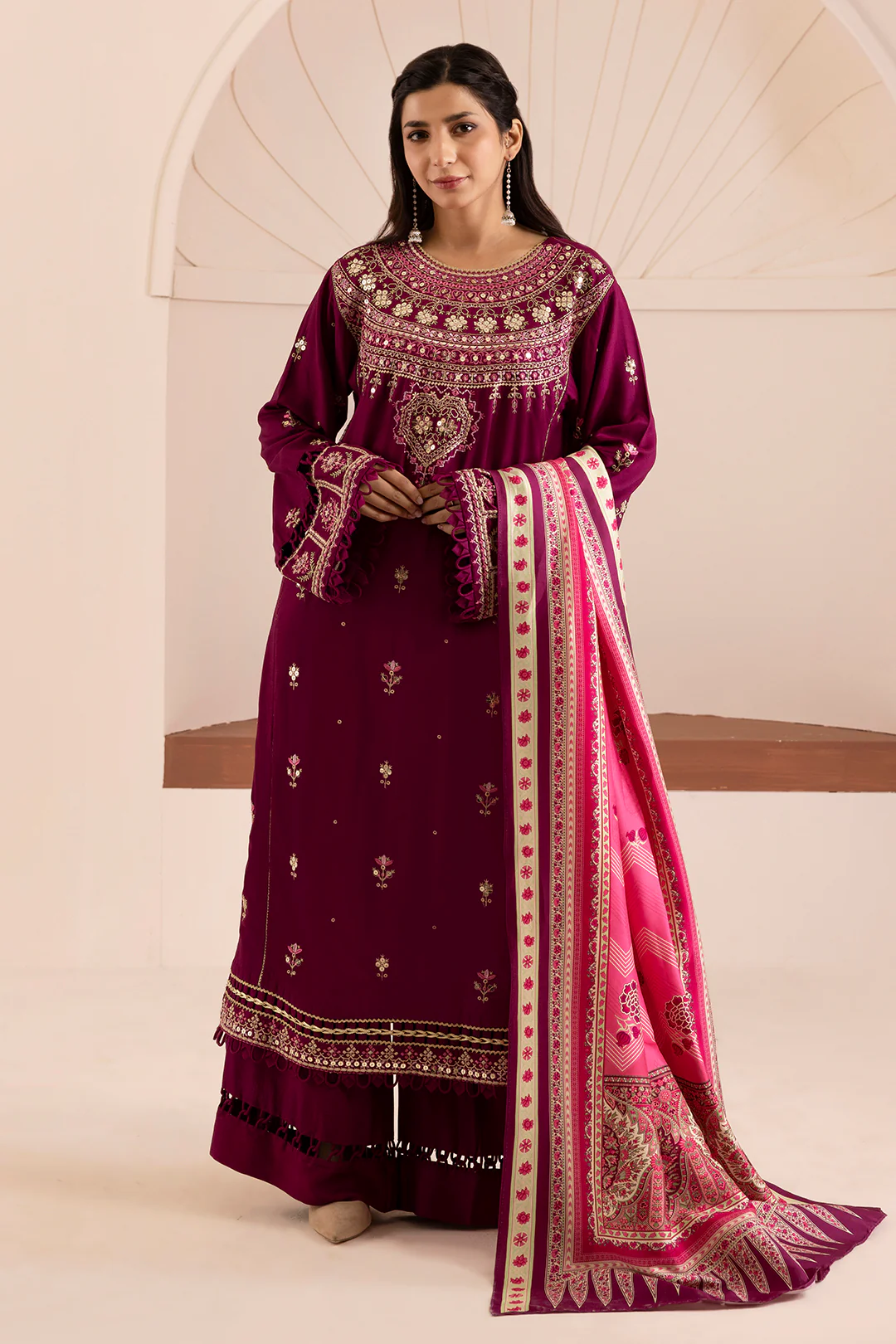 Embroidered Shirt Shalwar Dupatta - 0170 - Image 3