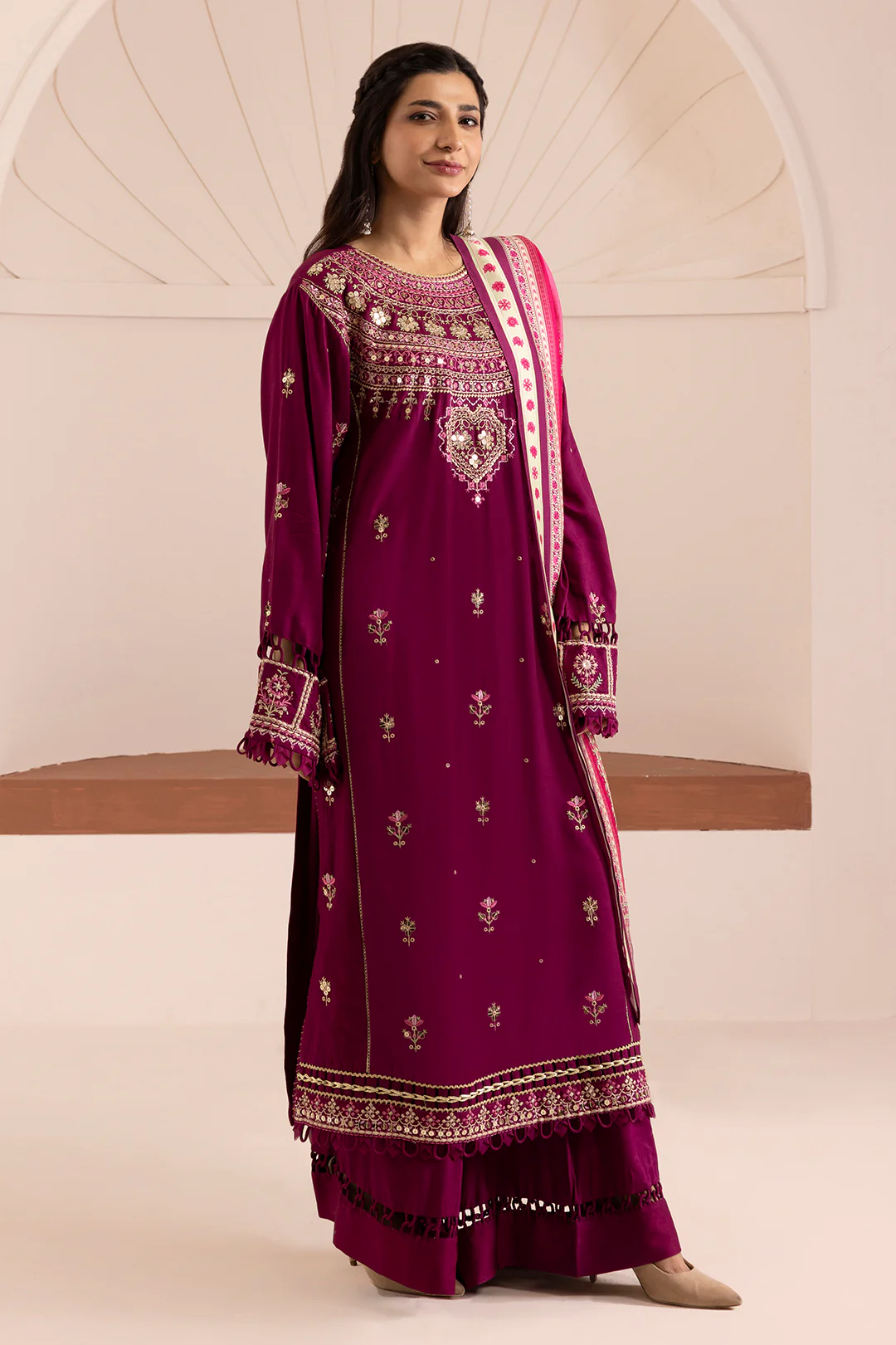 Embroidered Shirt Shalwar Dupatta - 0170 - Image 4
