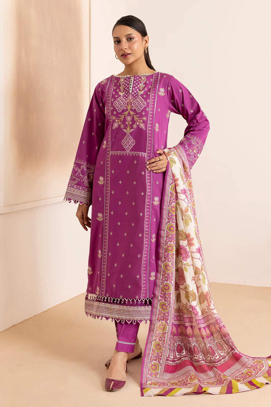Embroidered Shirt Shalwar Dupatta - 0259 - Image 3