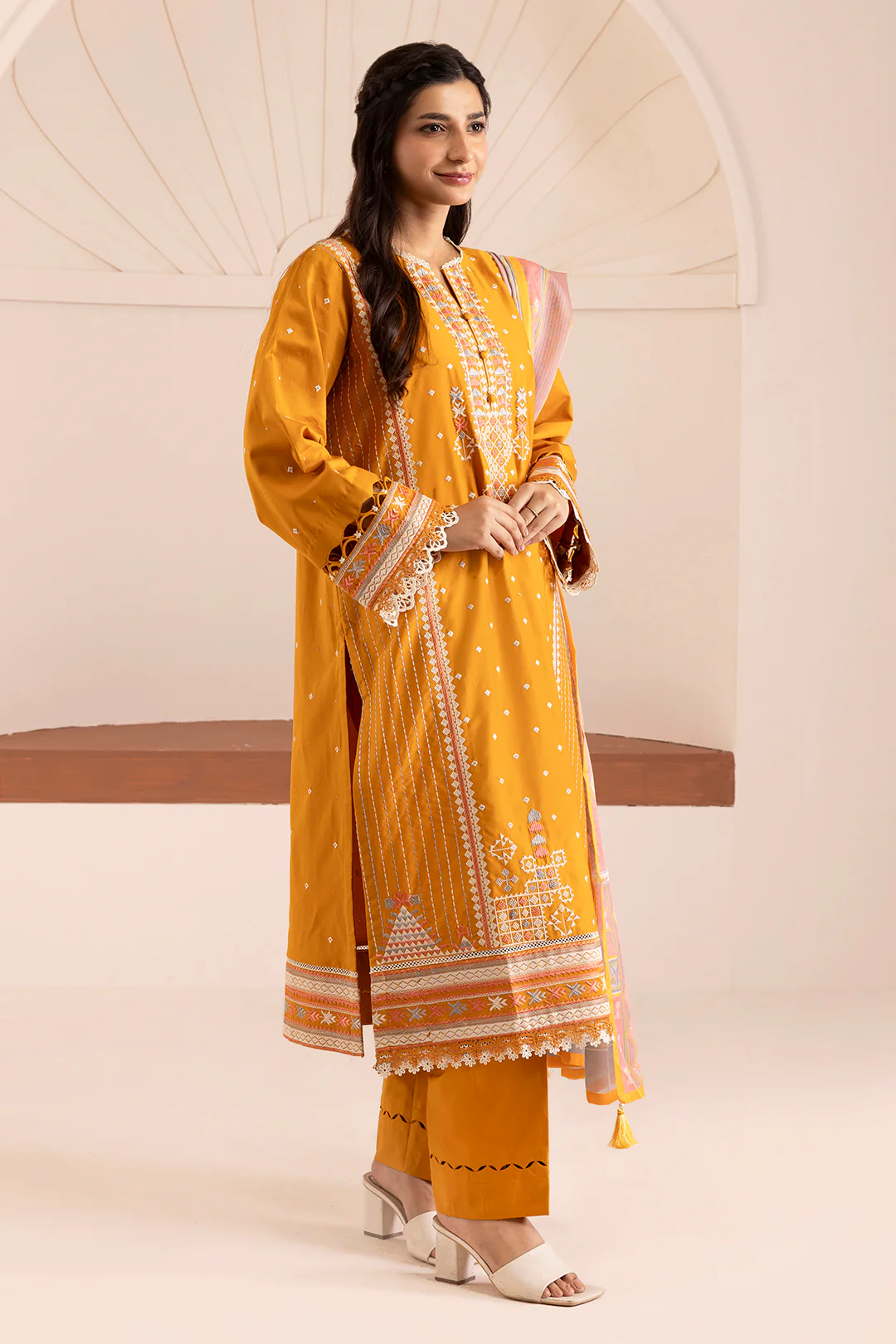 Embroidered Shirt Shalwar Dupatta - 0262 - Image 5