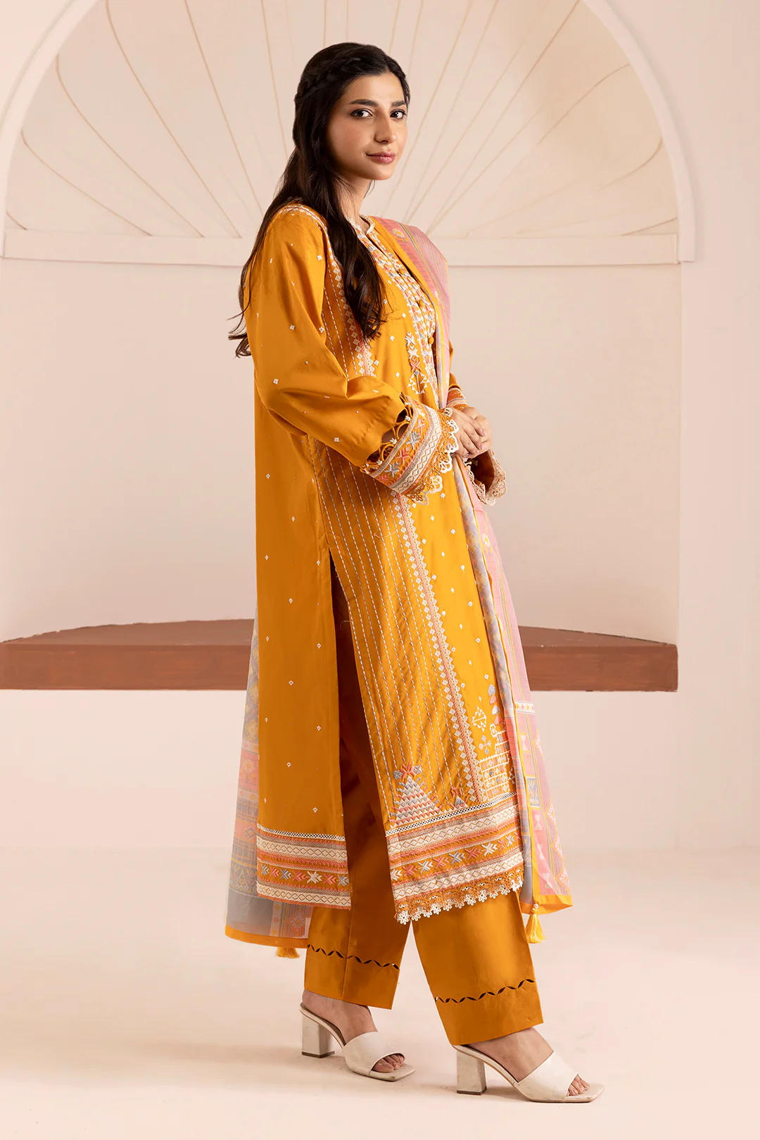 Embroidered Shirt Shalwar Dupatta - 0262 - Image 9