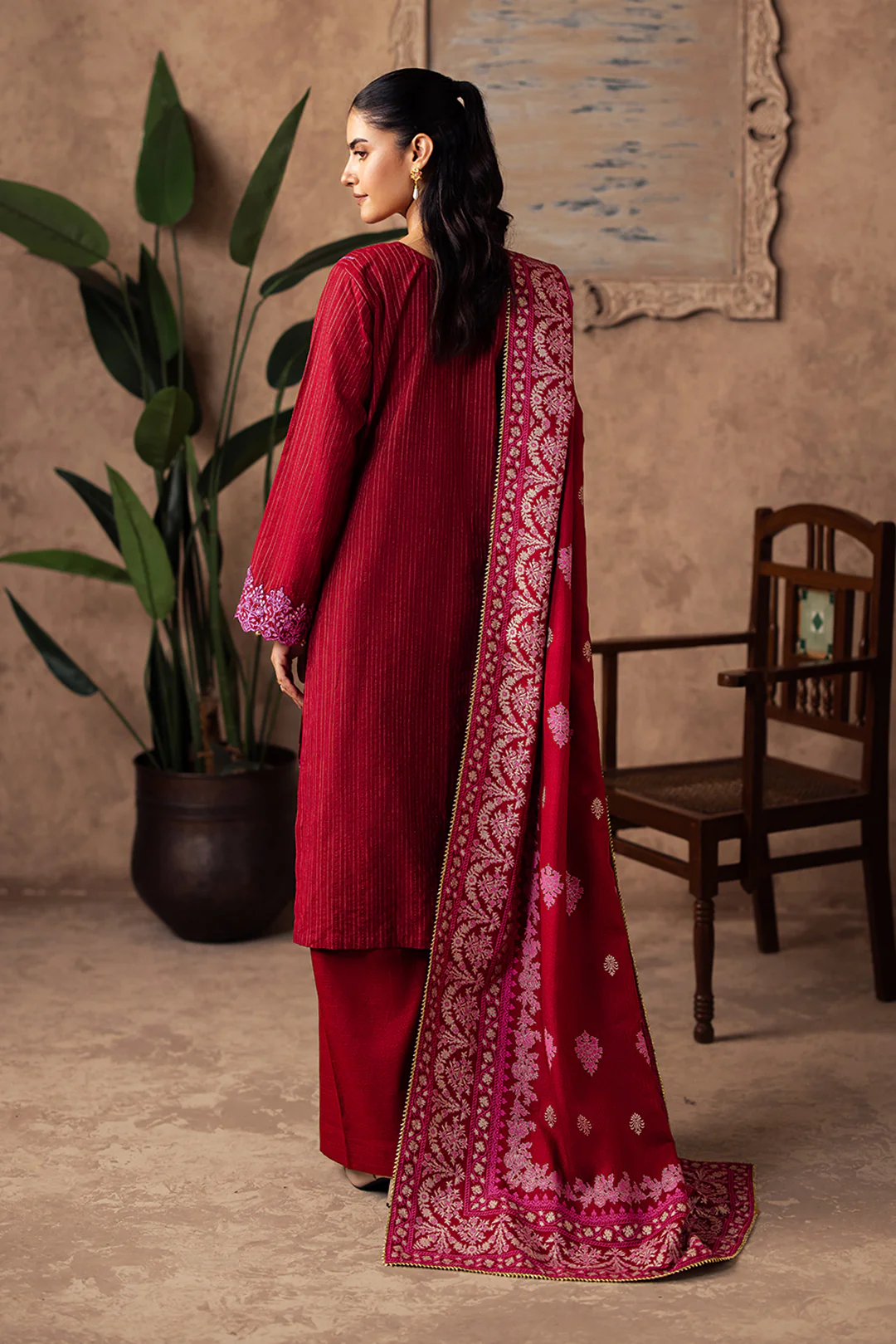 Embroidered Shirt Shalwar Shawl - 0231 - Image 5