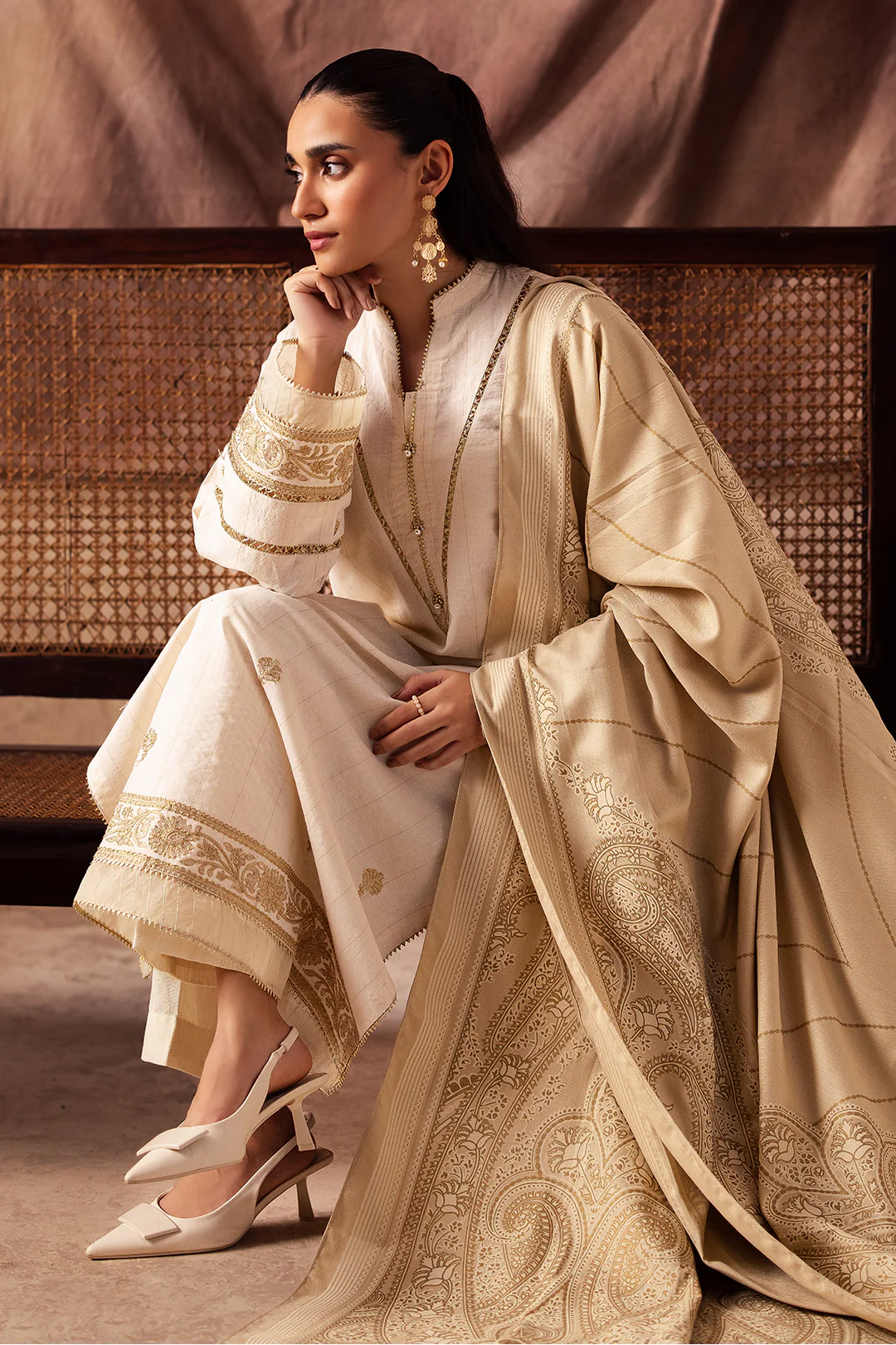 Embroidered Shirt Shalwar Shawl - 0232 - Image 3