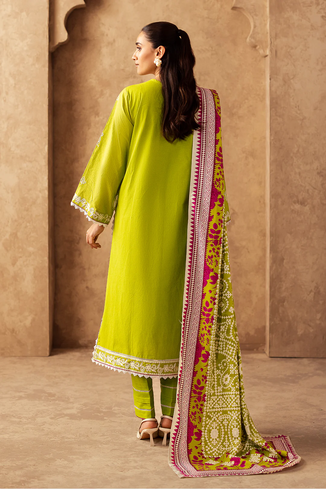 Embroidered Shirt Shalwar Shawl - 0316 - Image 4