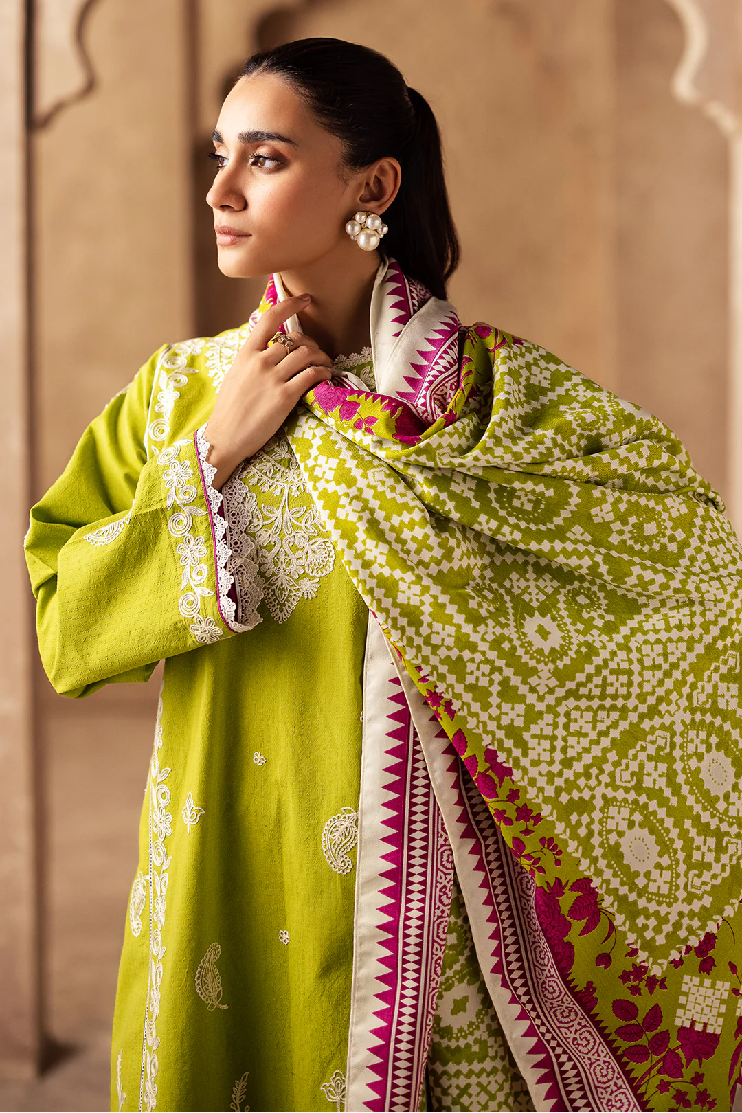 Embroidered Shirt Shalwar Shawl - 0316 - Image 5