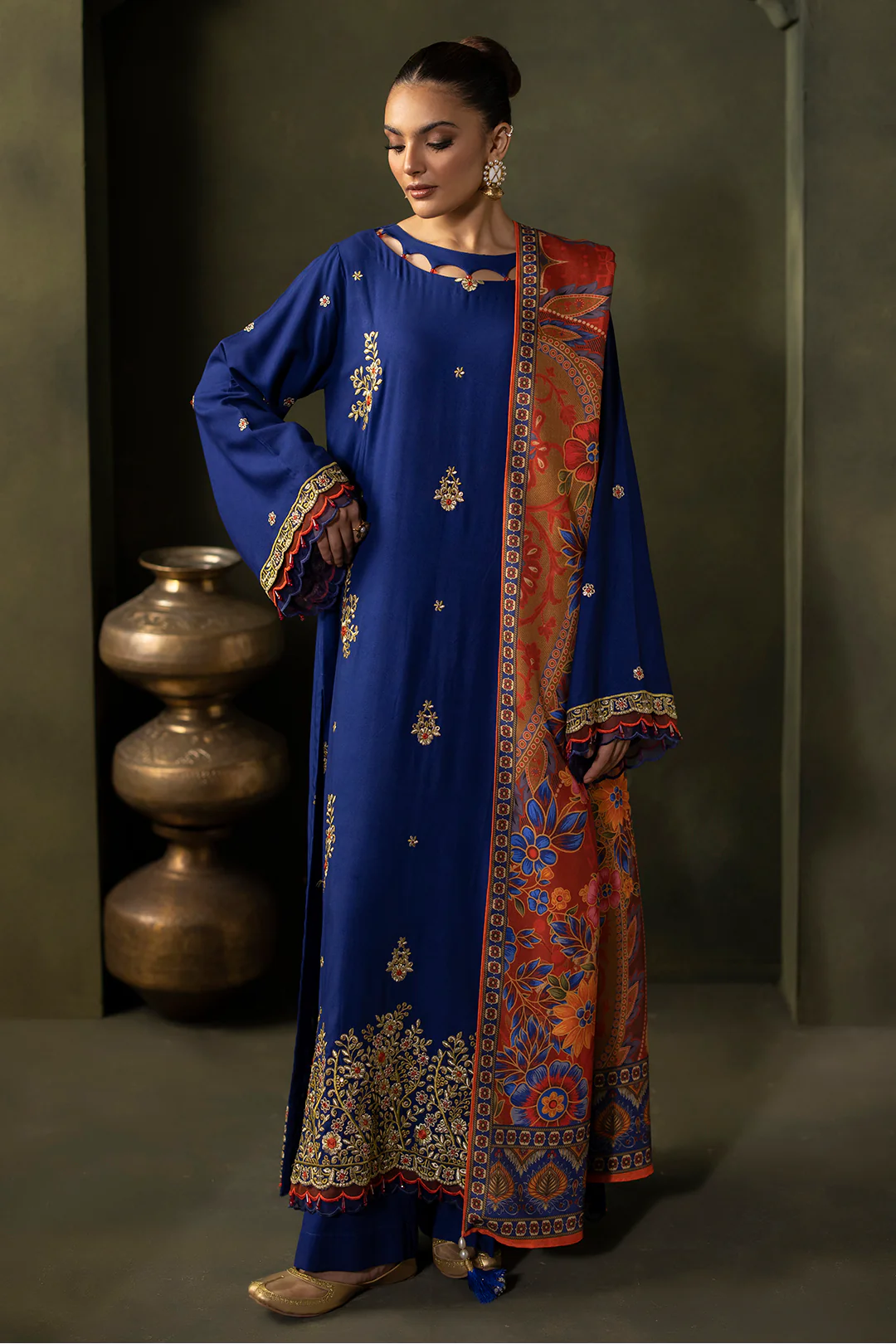 Embroidered Shirt Shalwar Shawl - 0330