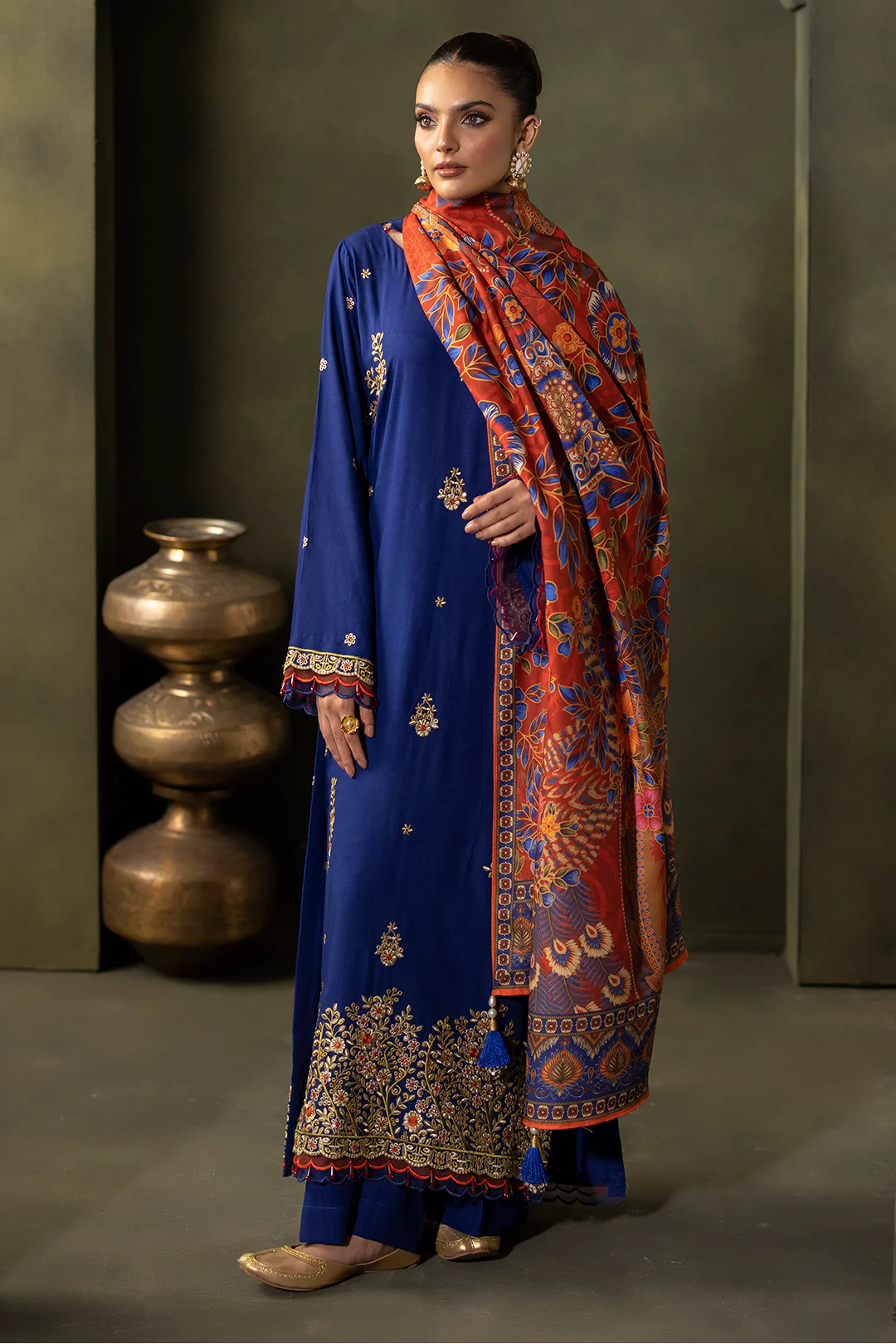 Embroidered Shirt Shalwar Shawl - 0330 - Image 6