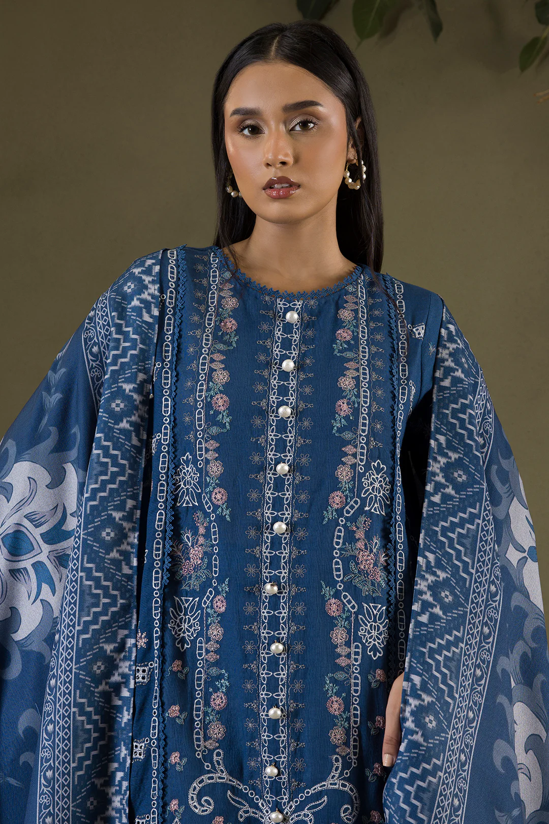 Embroidered Shirt Shalwar Shawl - 0234 - Image 3