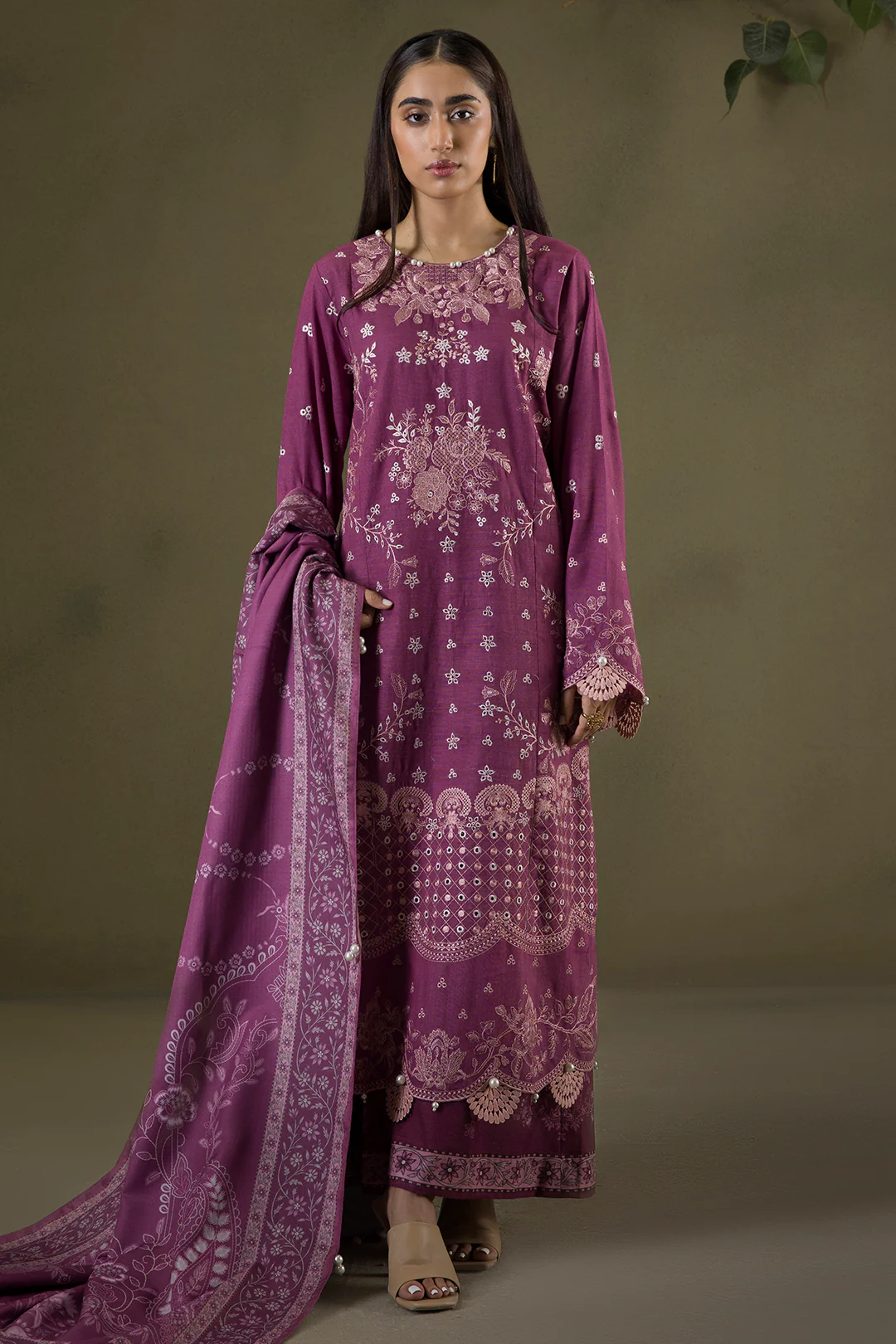 Embroidered Shirt Shalwar Shawl - 0236 - Image 2