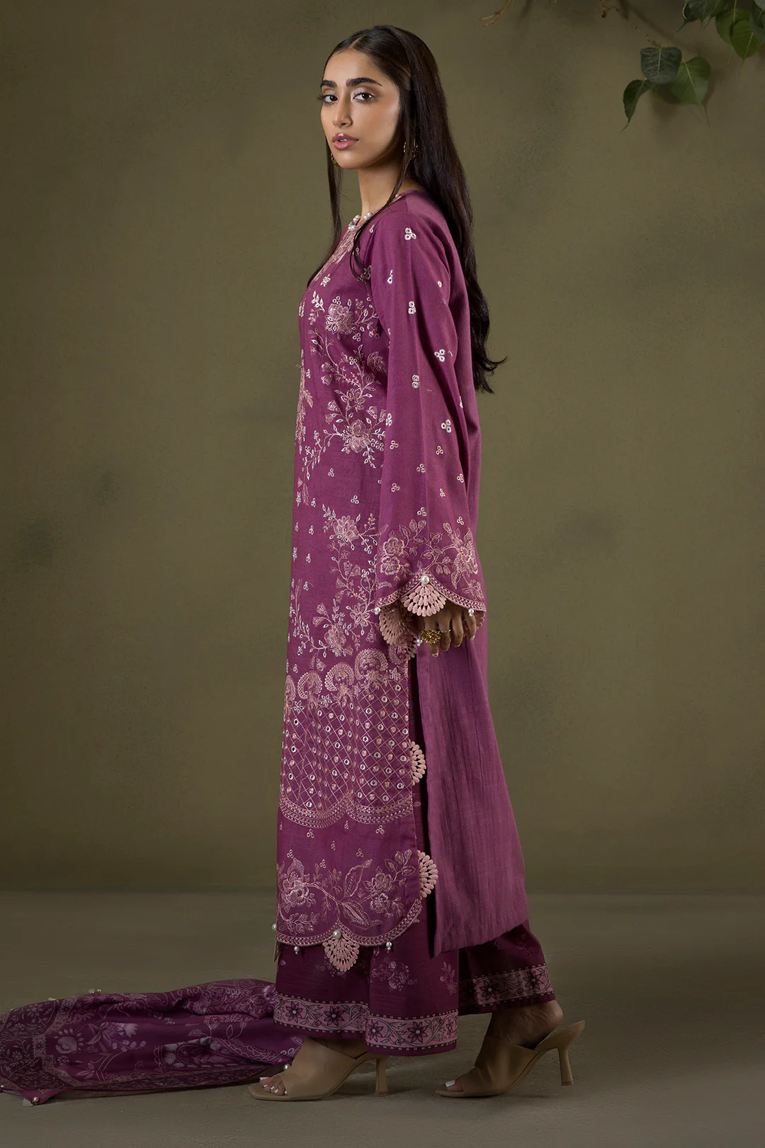 Embroidered Shirt Shalwar Shawl - 0236 - Image 6