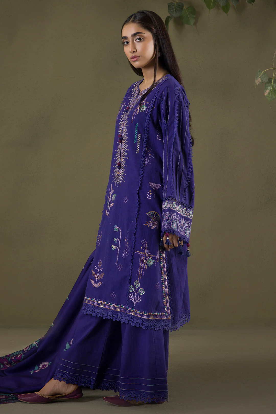 Embroidered Shirt Shalwar Shawl - 0237 - Image 3