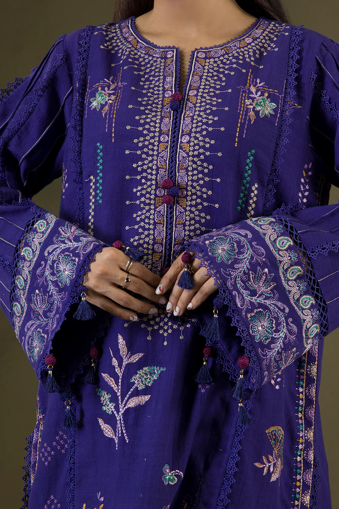 Embroidered Shirt Shalwar Shawl - 0237 - Image 6
