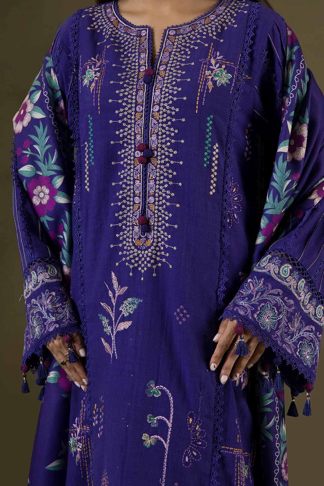Embroidered Shirt Shalwar Shawl - 0237 - Image 7