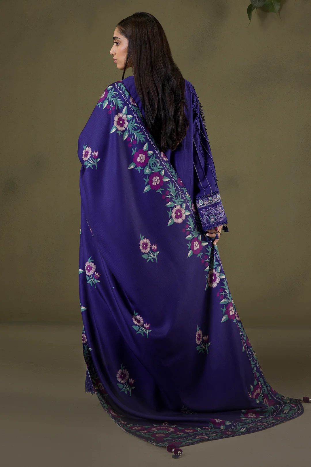 Embroidered Shirt Shalwar Shawl - 0237 - Image 9