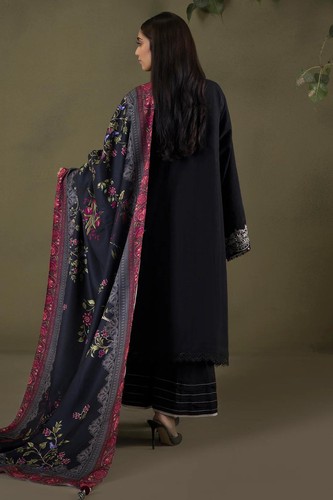 Embroidered Shirt Shalwar Shawl - 0238 - Image 11