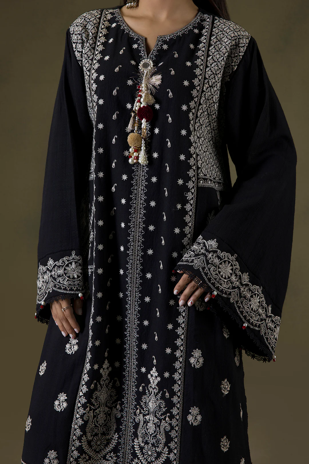 Embroidered Shirt Shalwar Shawl - 0238 - Image 12