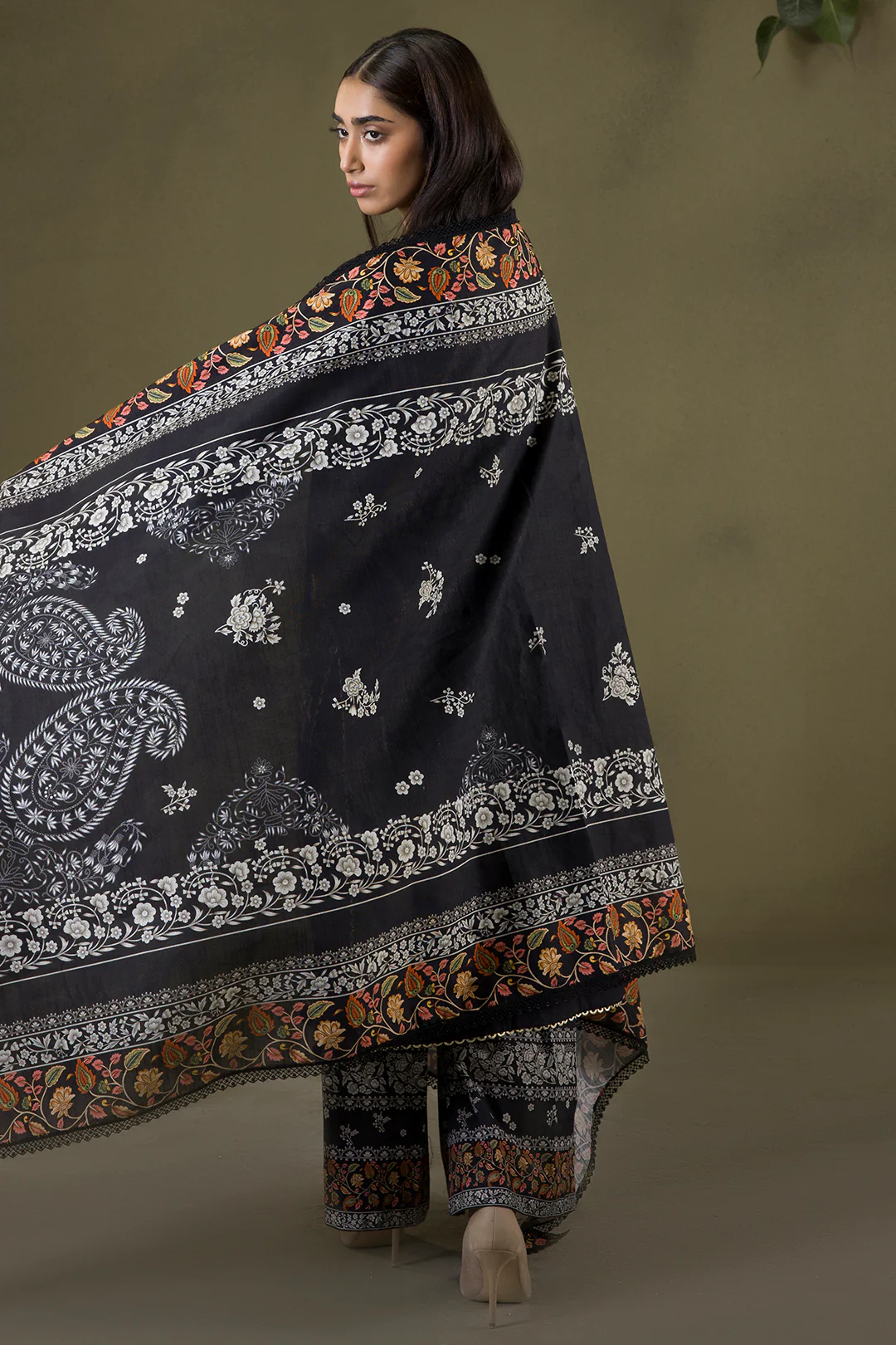 Embroidered Shirt Shalwar Shawl - 0239 - Image 10