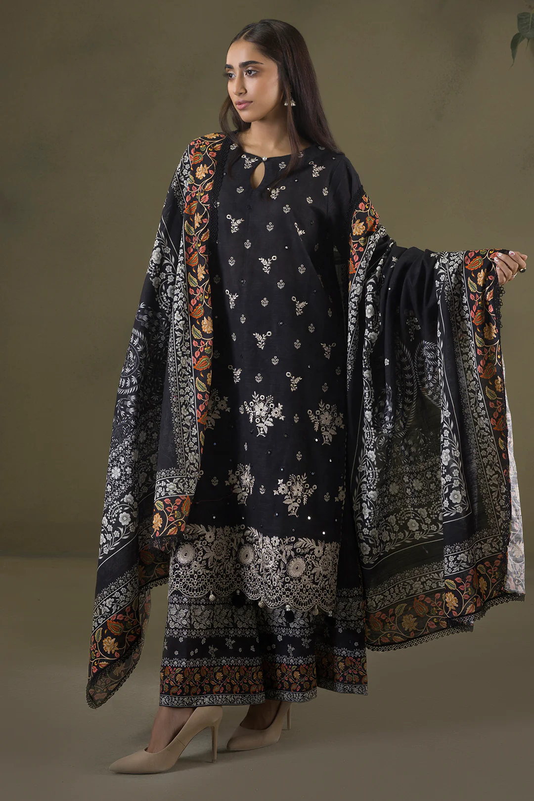 Embroidered Shirt Shalwar Shawl - 0239 - Image 2