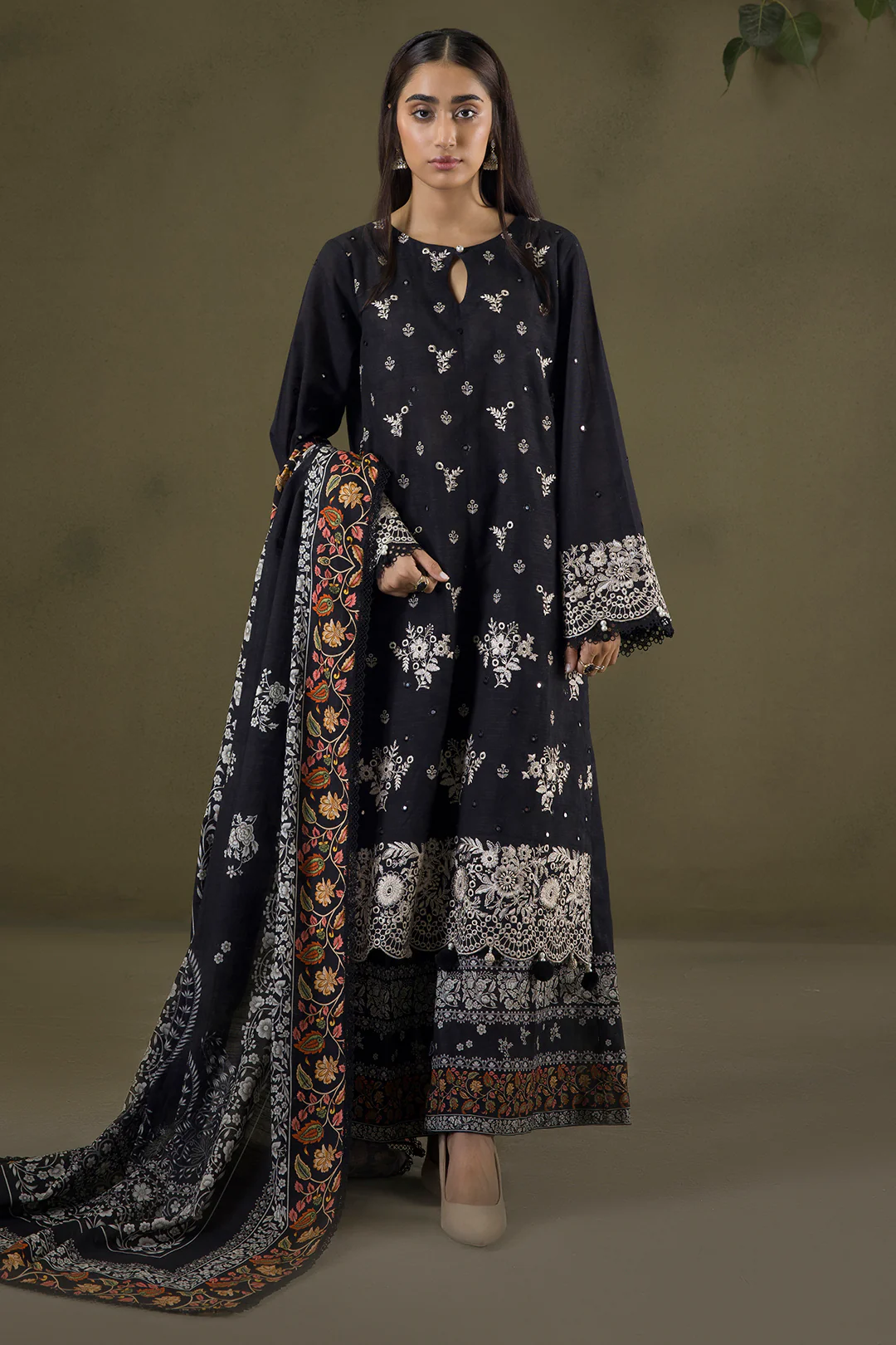 Embroidered Shirt Shalwar Shawl - 0239 - Image 7