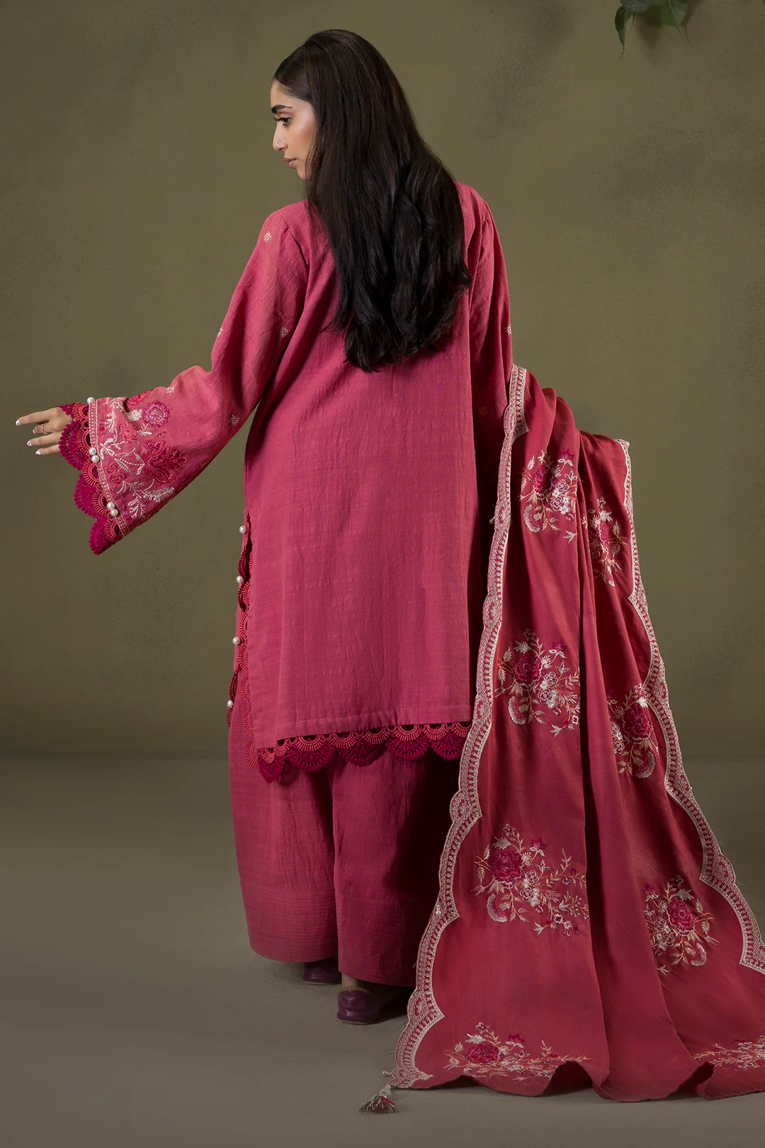 Embroidered Shirt Shalwar Shawl - 0240 - Image 10