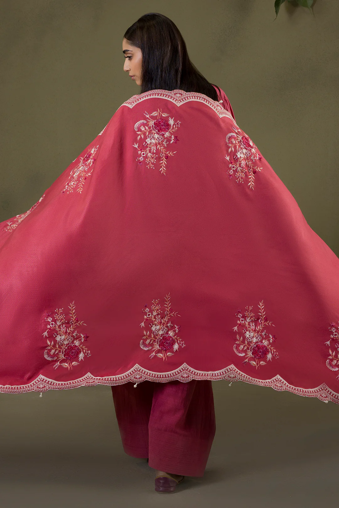 Embroidered Shirt Shalwar Shawl - 0240 - Image 12